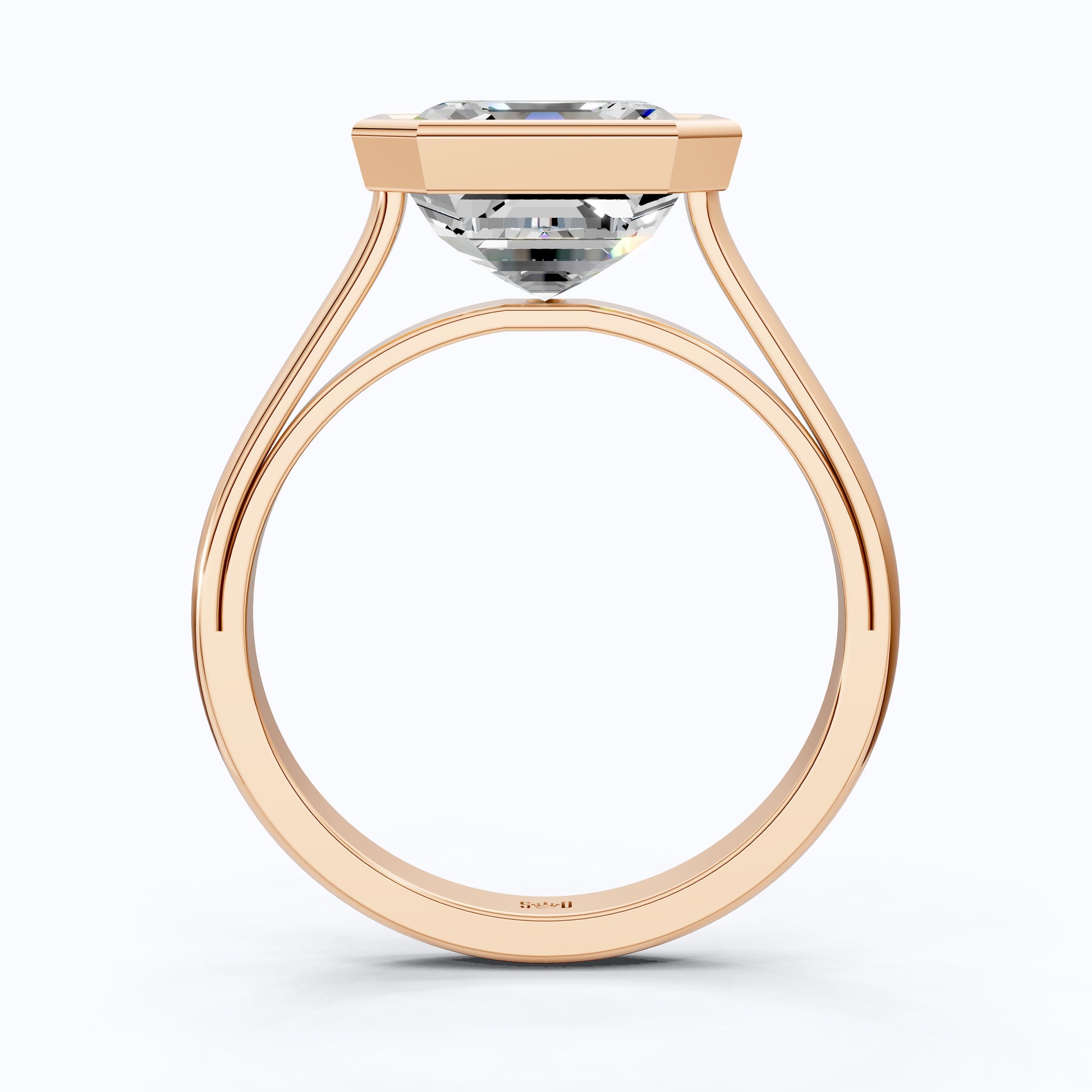 Asscher Cut Bezel Set Solitaire Engagement Ring in 14k Rose Gold, 4.00 CT Asscher Cut Lab Created Diamond, Gift for Wife