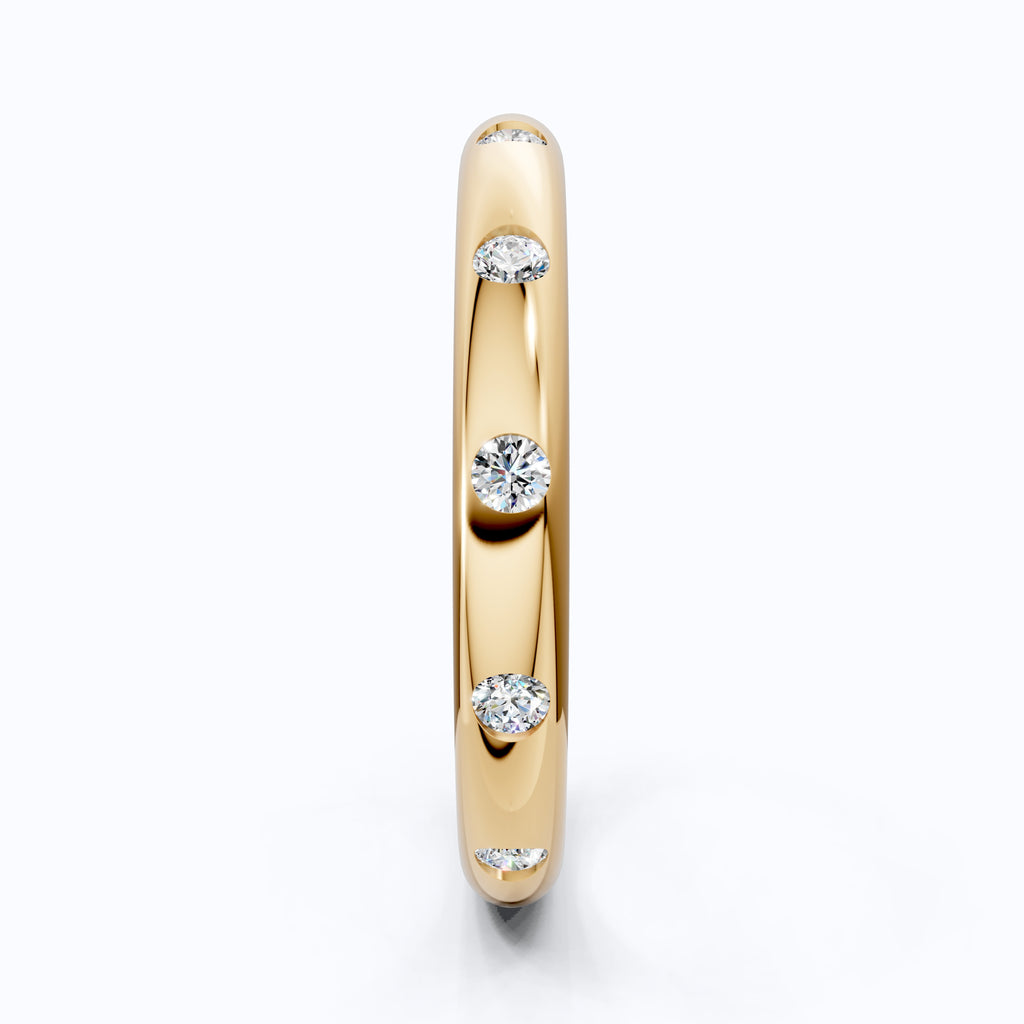 Dainty Diamond Accent Wedding Band in 14K Solid Gold, 0.18 TCW Round Cut Lab Created Diamonds, Anniversary Jewelry, Gift For Her, Simple Band