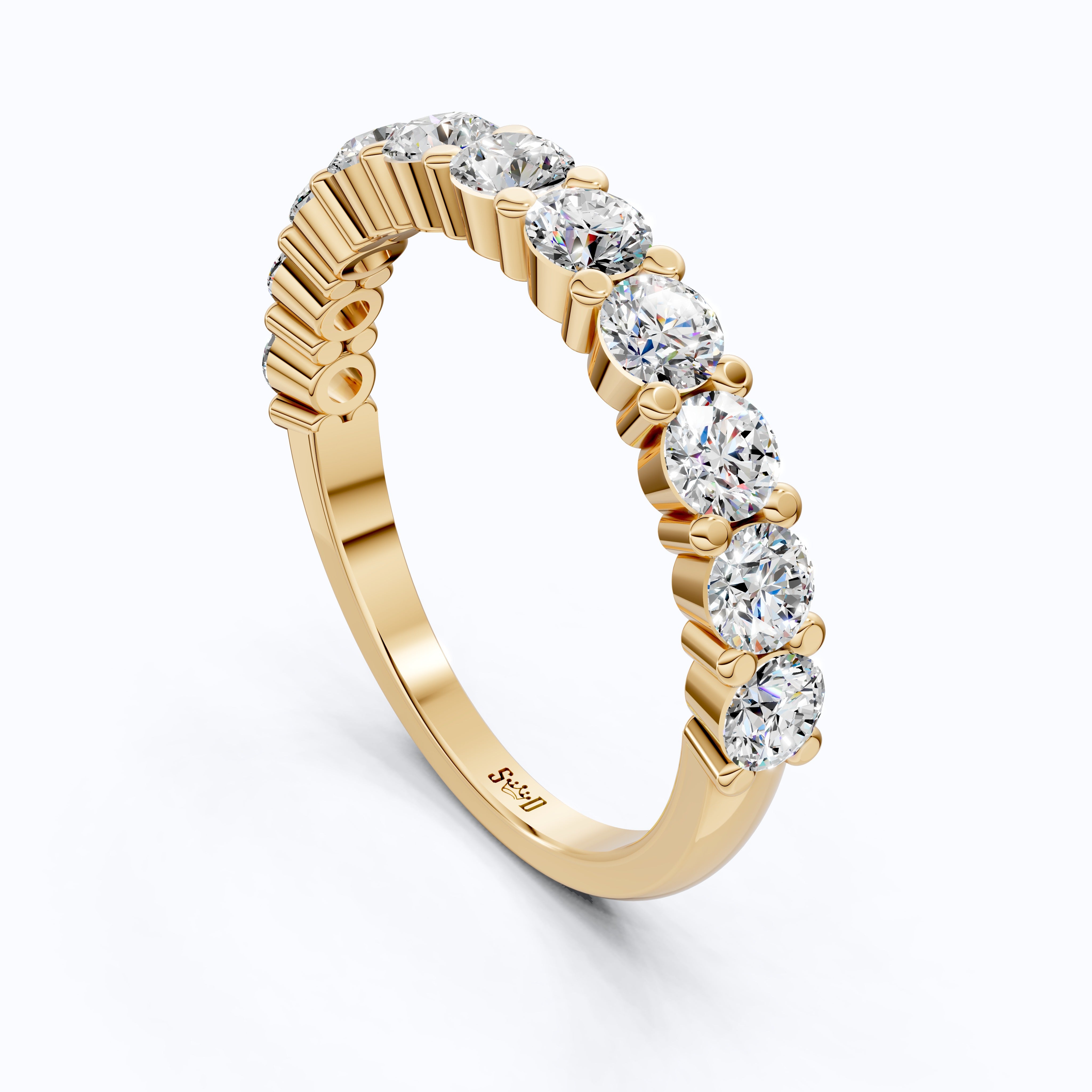 Dainty Prong Set Diamond Wedding Band in 14K Solid Gold, 1.10 TCW Round Cut Lab Grown Diamonds, Bridal Gift, Promise Jewelry