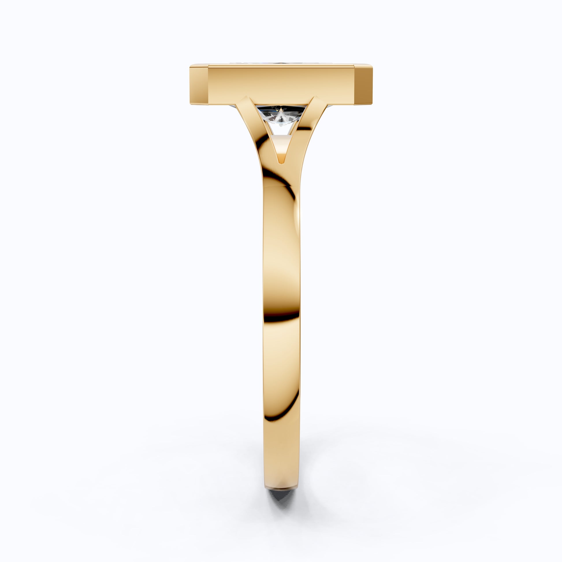 Modern Bezel Set Rectangle Solitaire Engagement Ring in 18K Solid Gold, 2.00 CT Radiant Cut Lab Created Diamond, Anniversary Gift for Her, Handmade Bridal Jewelry