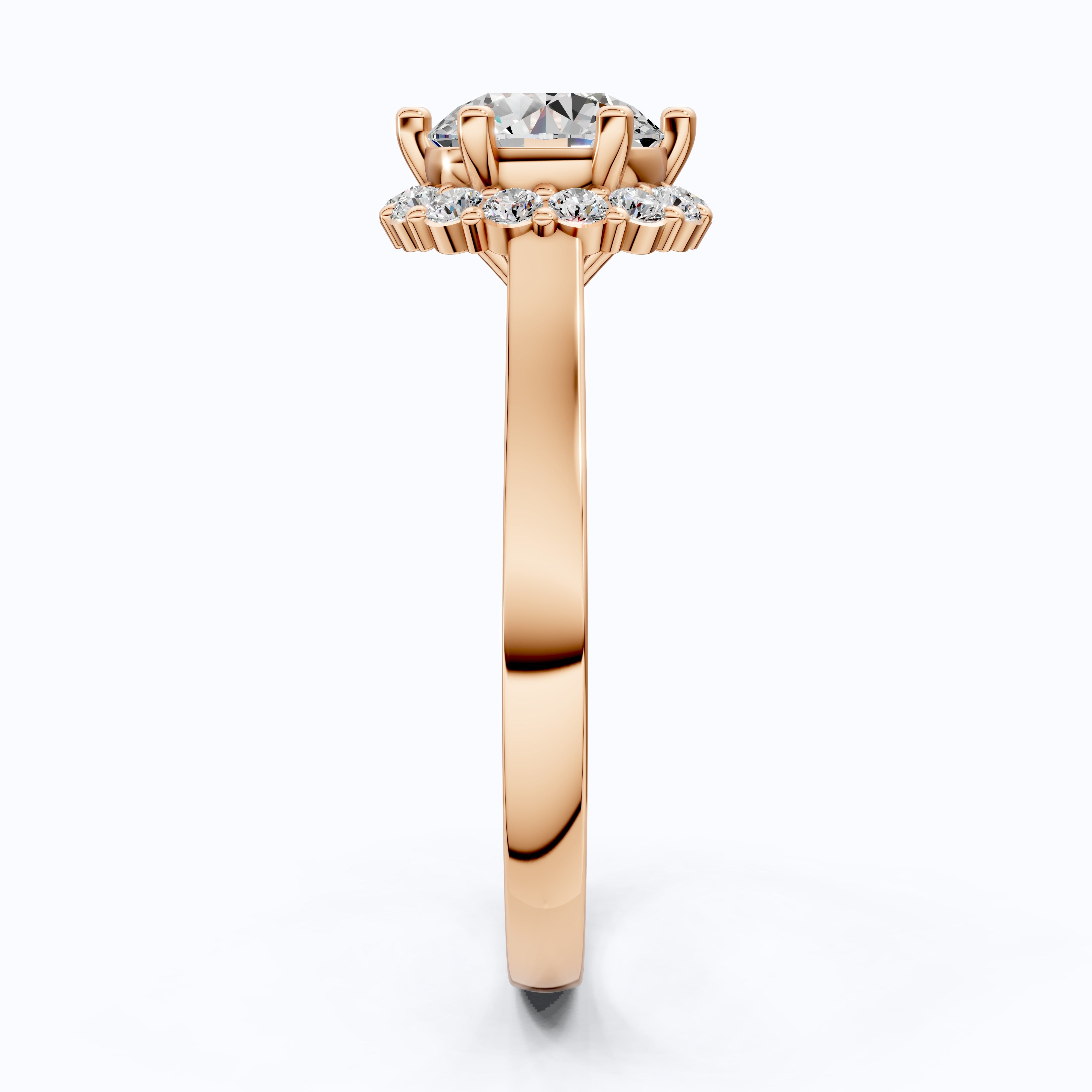 Dainty Round Halo Engagement Ring in 14K Solid Gold, 1.00 CT Round Cut Lab Created Diamond, Proposal Gift for Her