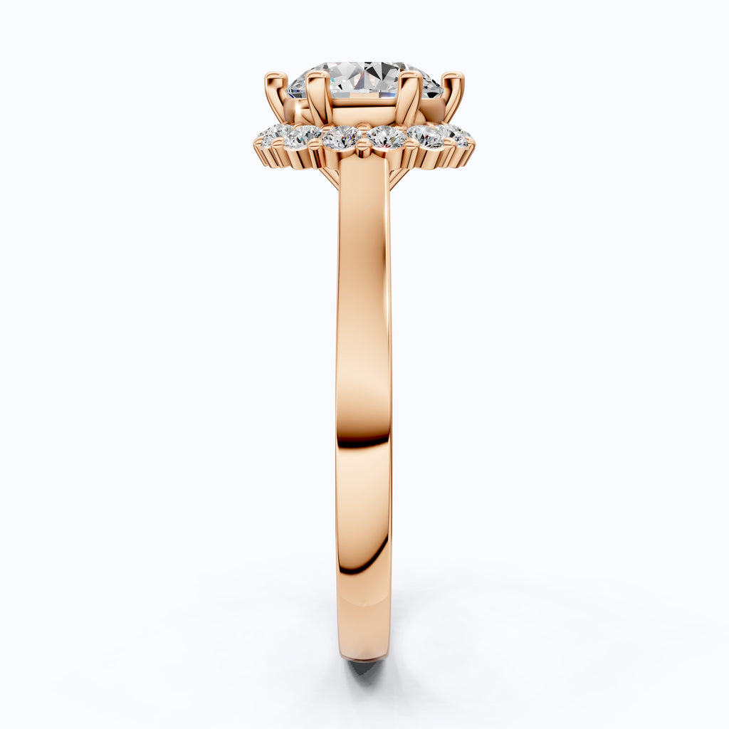 Dainty Round Halo Engagement Ring in 14K Solid Gold, 1.00 CT Round Cut Lab Created Diamond, Proposal Gift for Her
