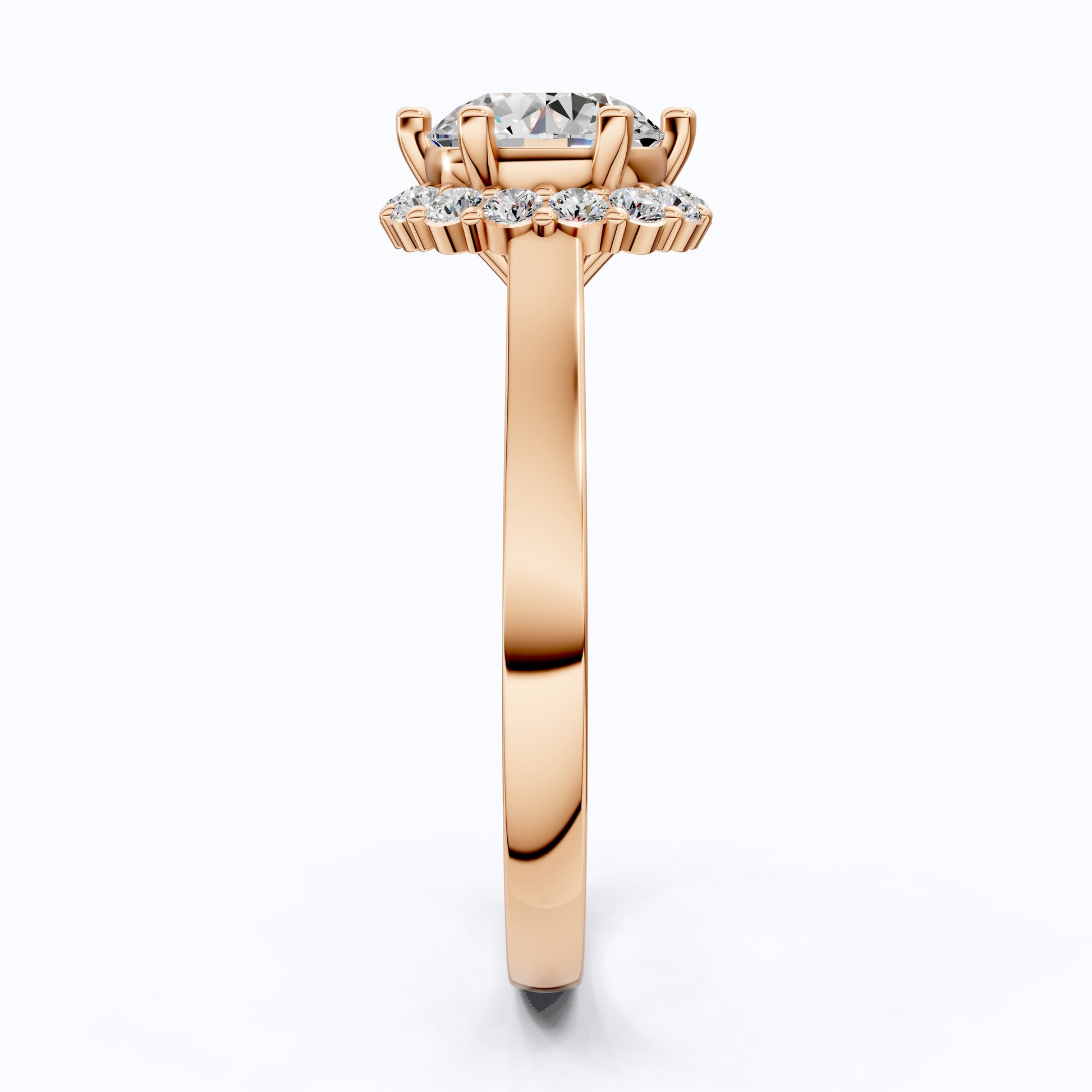 Dainty Round Halo Engagement Ring in 14K Solid Gold, 1.00 CT Round Cut Lab Created Diamond, Proposal Gift for Her