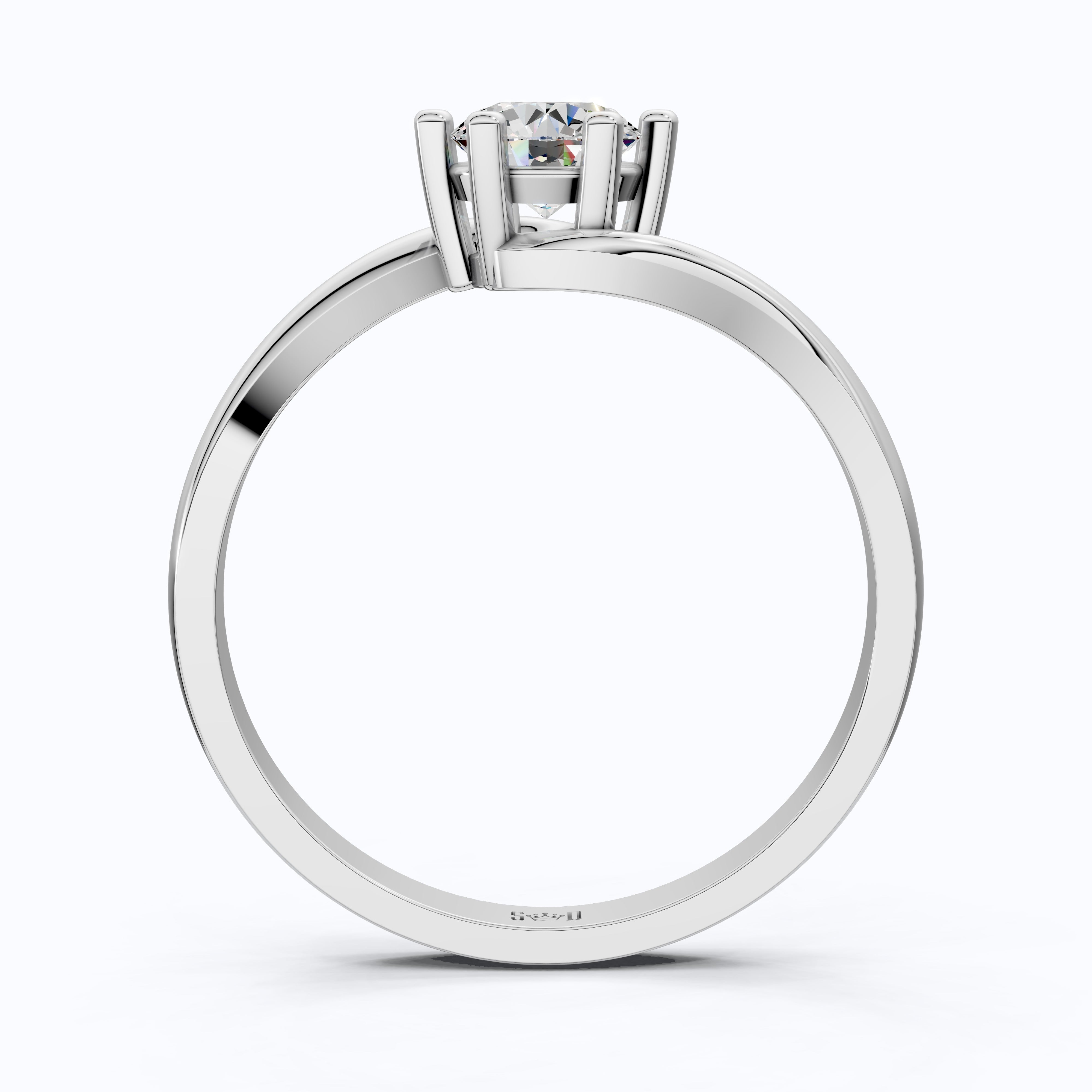 Bypass Solitaire Engagement Ring in Moissanite or Lab Grown Diamond – Solid 14k Gold or Sterling Silver, Handmade Wedding Gift for Wife
