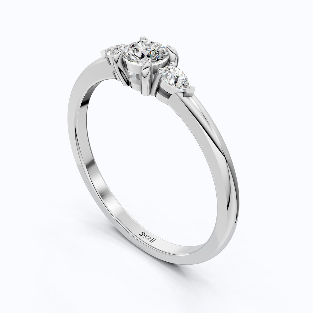 Pear/Round Cut Simple Stacker Wedding Ring, Anniversary Gift