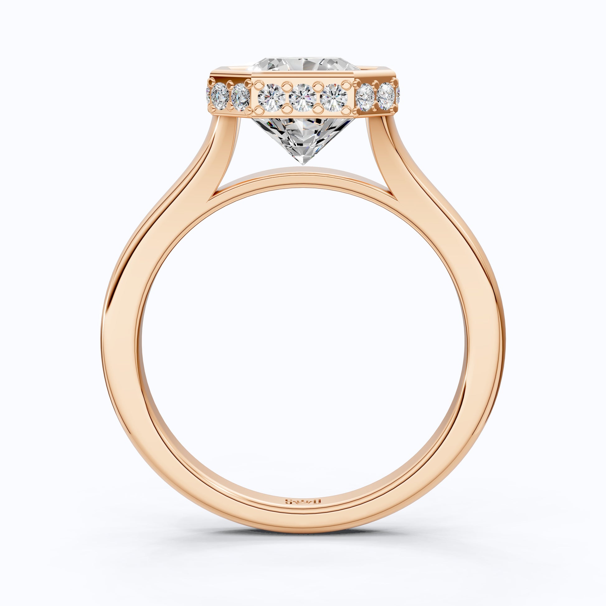 14K Yellow Gold Radiant Cut Lab Grown Diamond Ring, Hidden Halo Bezel Set Engagement Ring, Handmade Gift for Her