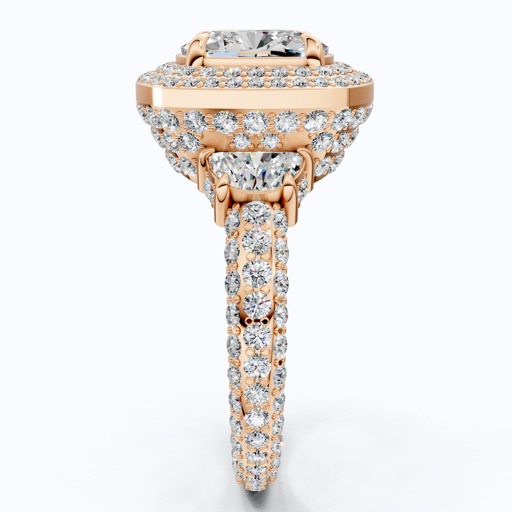 Elegant Double Halo Pave Engagement Ring in 14k Solid Gold, 1.75 CT Cushion Cut Lab Created Diamond, Anniversary Gift For Wife, Party Wear Jewelry
