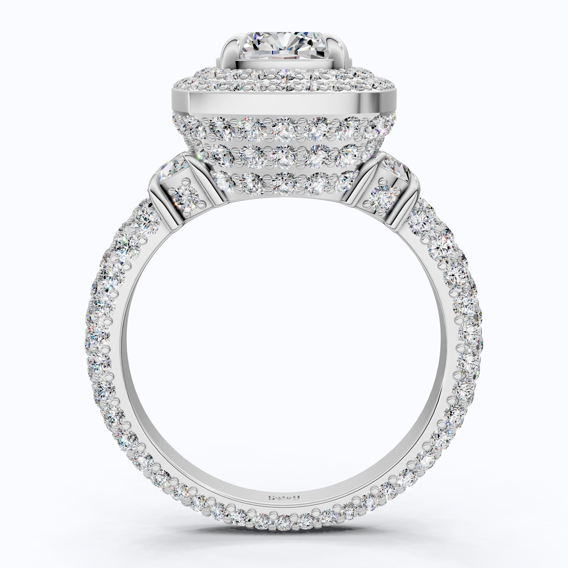 Elegant Double Halo Pave Engagement Ring in 14k Solid Gold, 1.75 CT Cushion Cut Lab Created Diamond, Anniversary Gift For Wife, Party Wear Jewelry