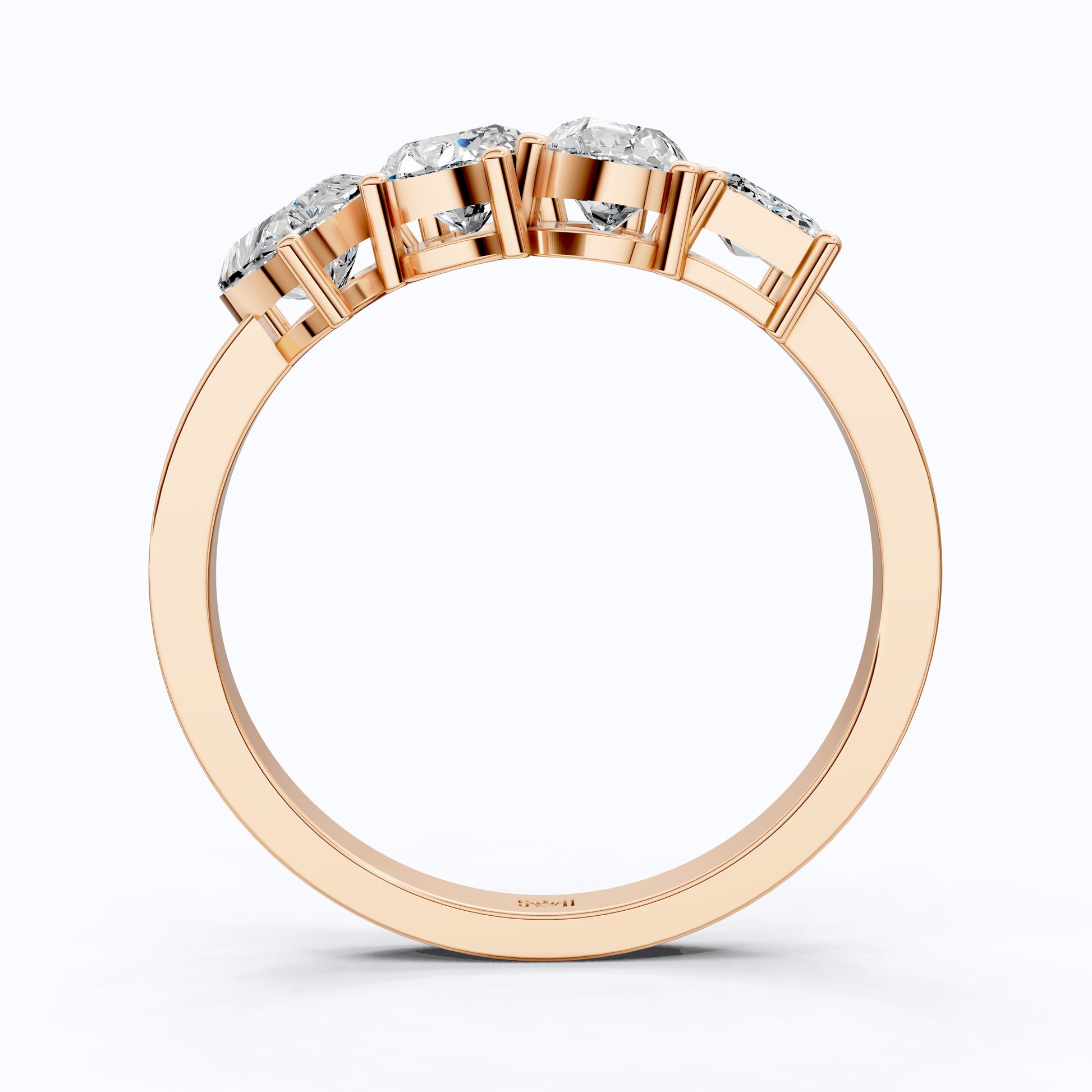 Four Stone East-West Engagement Ring in 14K Solid Gold, 1.99 TCW Heart/Oval/Pear/Emerald Cut Lab Grown Diamonds, Wedding Gift for Wife, Bridal Jewelry