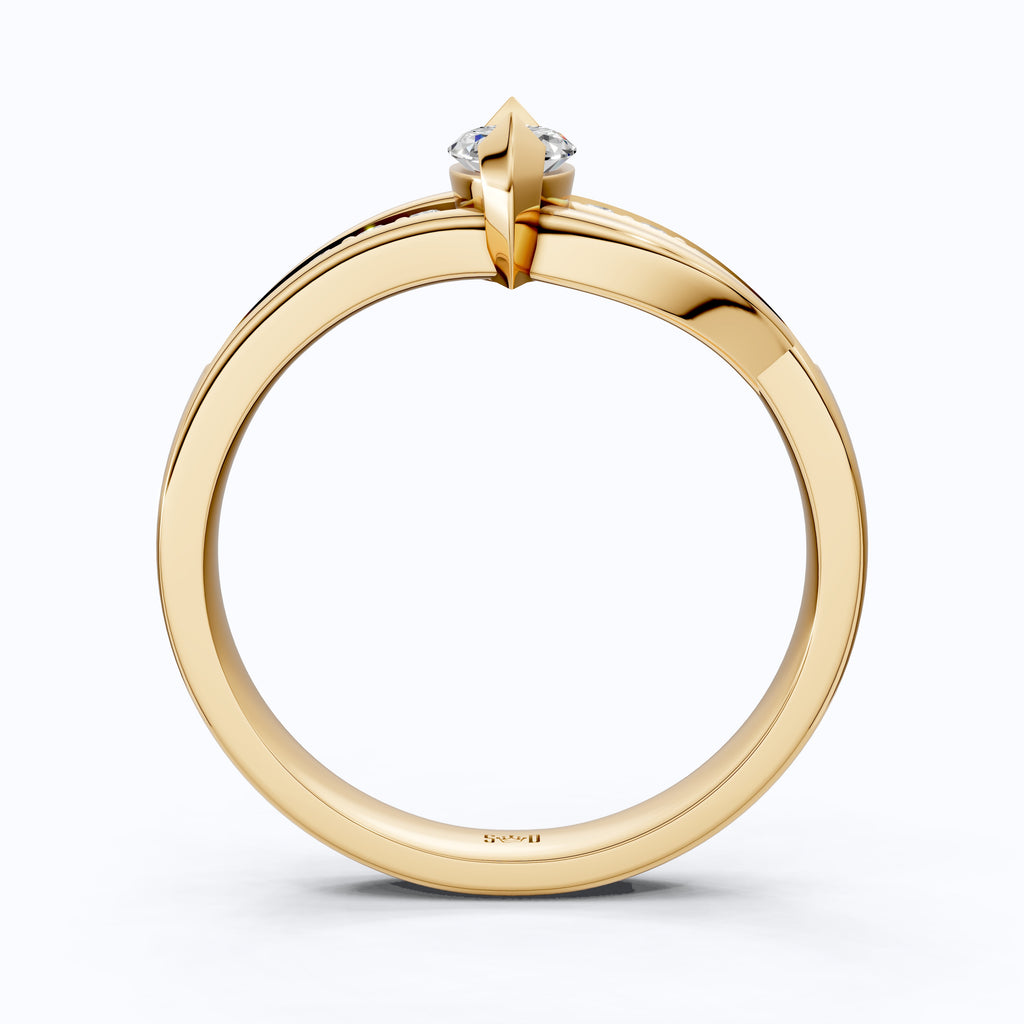 Marquise Split Shank Pave Engagement Ring in 14k Solid Gold, 0.43 TCW Marquise/Round Cut Sculpted Twist Unique Ring, Everyday Gift for Women