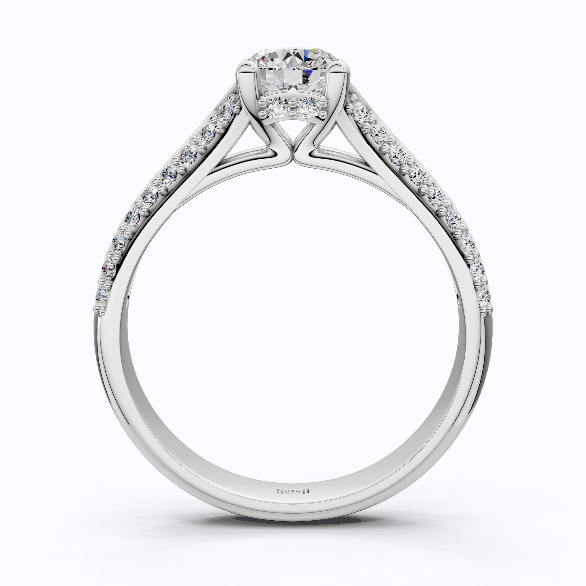 Double Raw Pavé Solitaire Engagement Ring in 14K Solid Gold, 0.82 TCW Round Cut Lab Diamonds, Romantic Gift for Wife, Everyday Jewelry