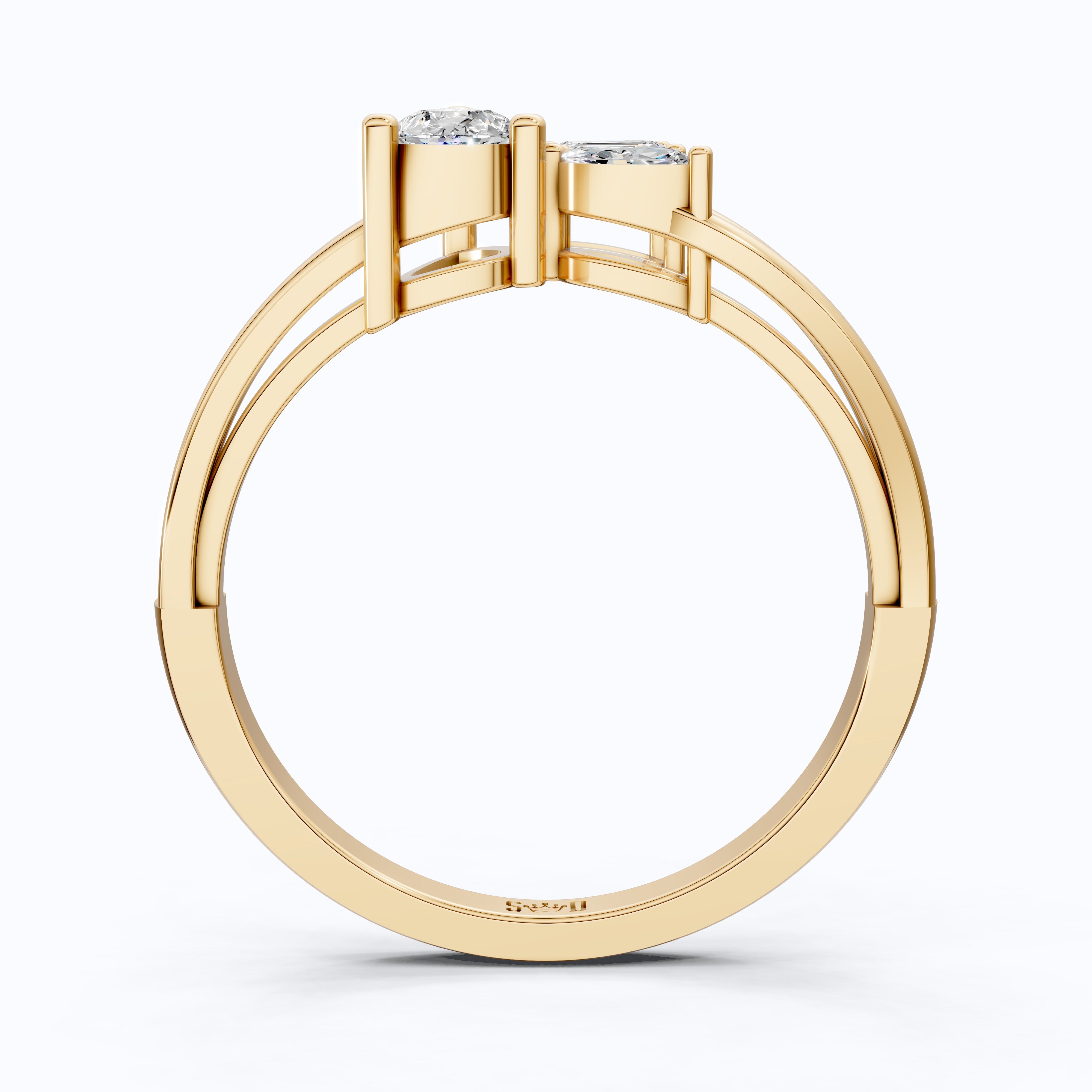 Sculpted Split Shank Three Stone Engagement Ring in 14K Solid Gold, 0.30 CT Pear Cut Lab Created Diamond, Gift for Her