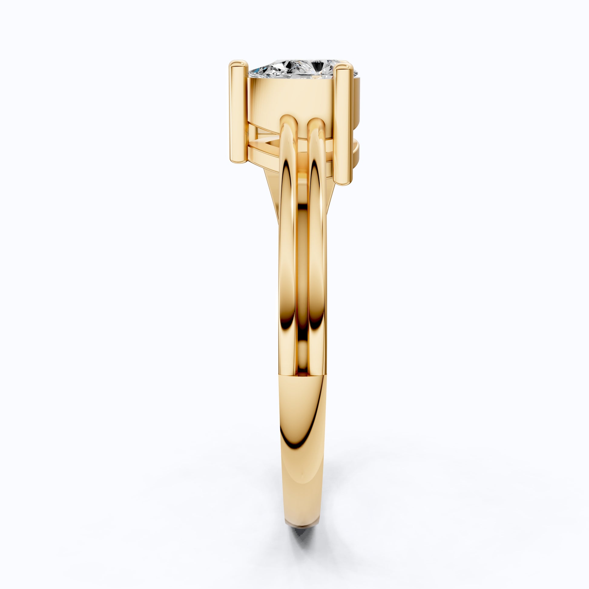 Sculpted Split Shank Three Stone Engagement Ring in 14K Solid Gold, 0.30 CT Pear Cut Lab Created Diamond, Gift for Her