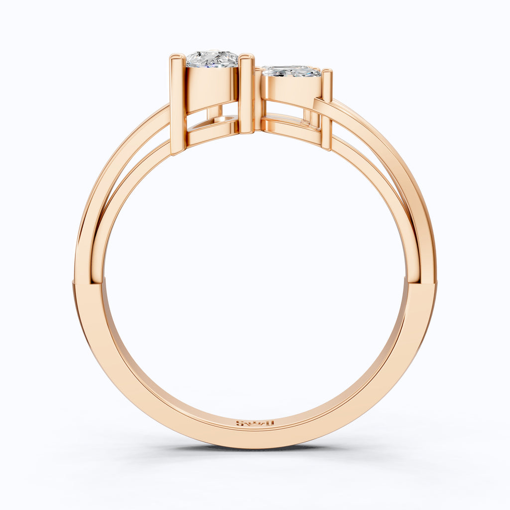 Sculpted Split Shank Three Stone Engagement Ring in 14K Solid Gold, 0.30 CT Pear Cut Lab Created Diamond, Gift for Her