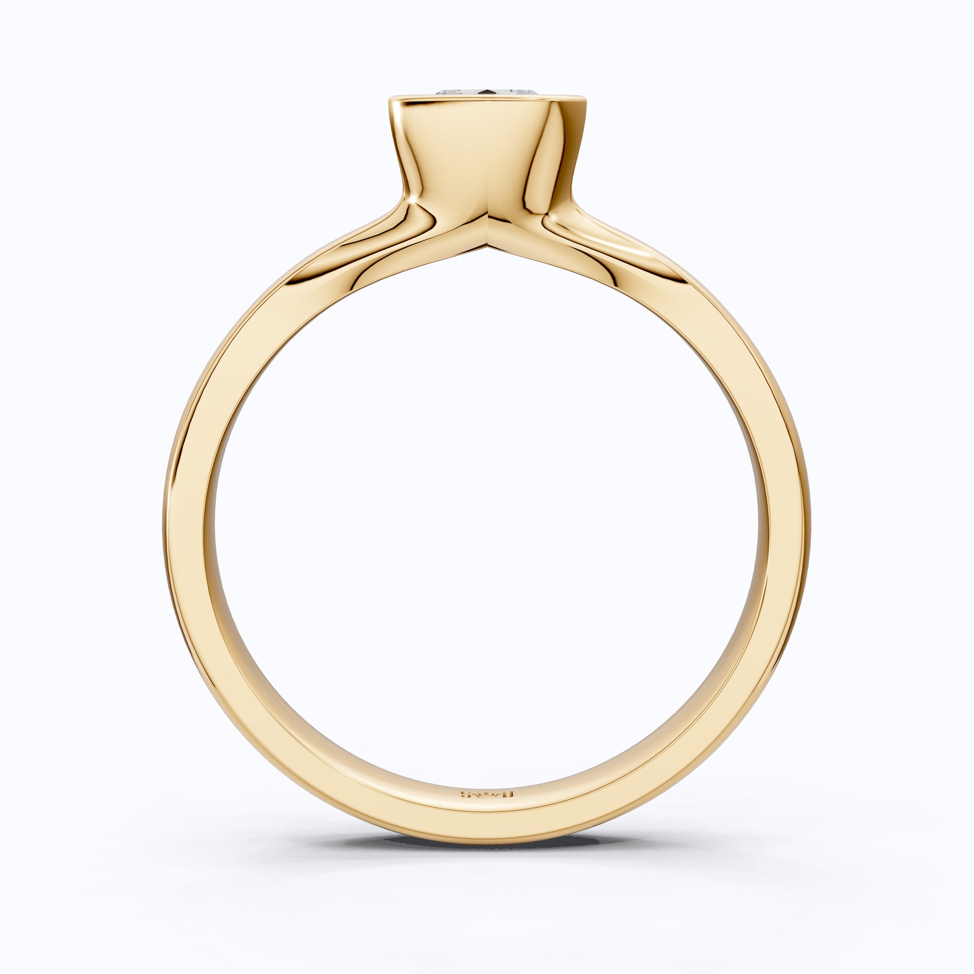 Split Shank Bezel Set Solitaire Engagement Ring in 14k Solid Gold, 0.50 CT CT Round Cut Lab Created Diamond, Wedding GIft for Her