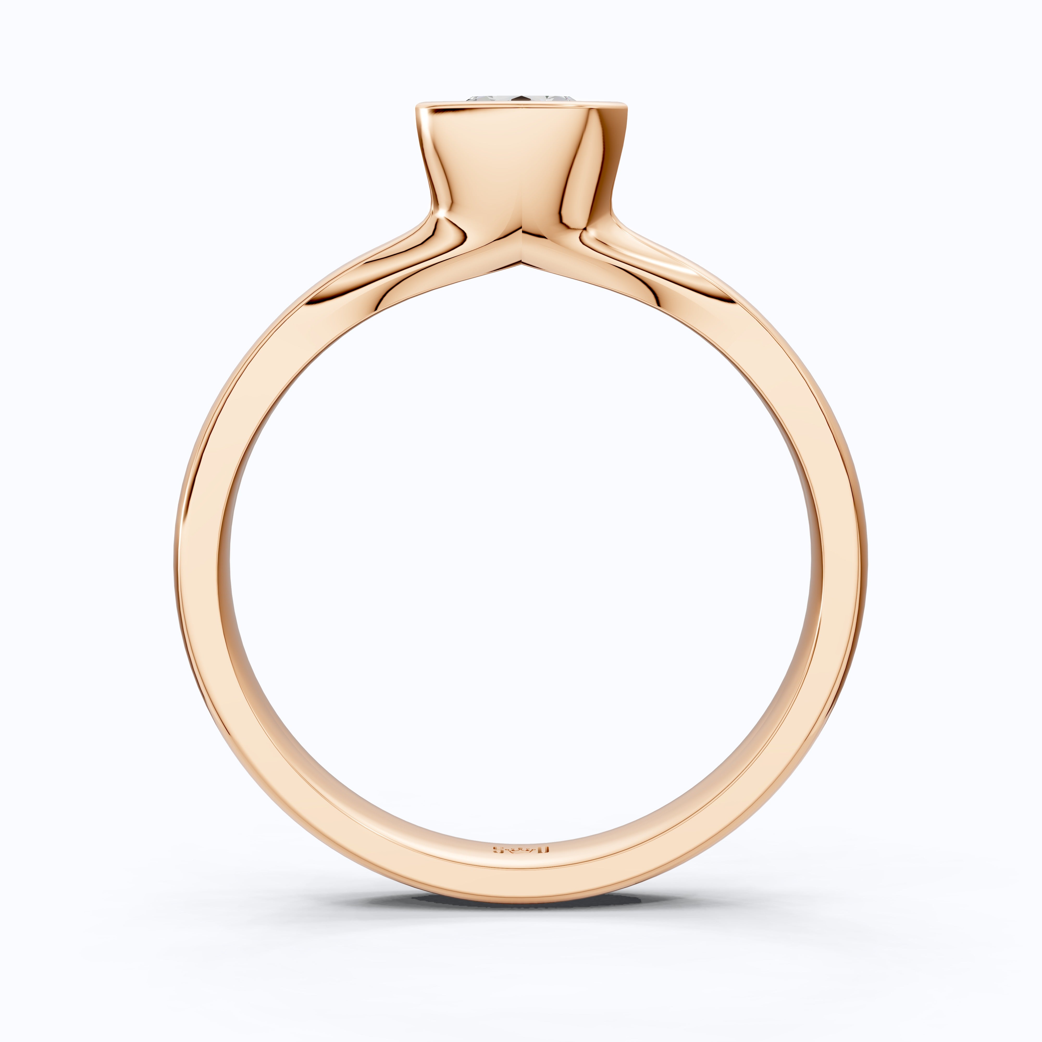 Split Shank Bezel Set Solitaire Engagement Ring in 14k Solid Gold, 0.50 CT CT Round Cut Lab Created Diamond, Wedding GIft for Her