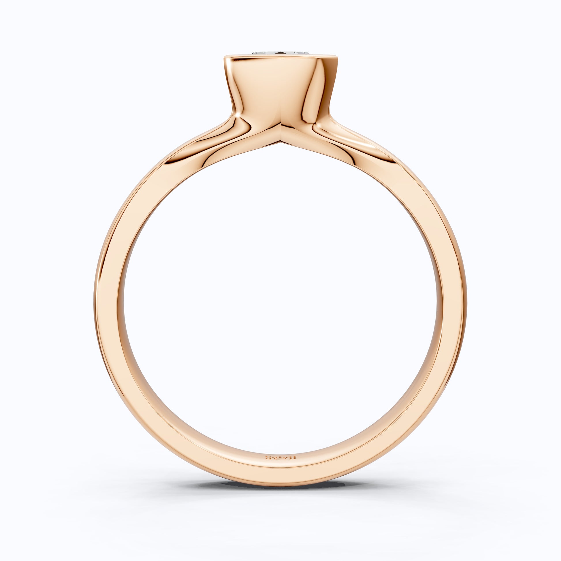 Split Shank Bezel Set Solitaire Engagement Ring in 14k Solid Gold, 0.50 CT CT Round Cut Lab Created Diamond, Wedding GIft for Her