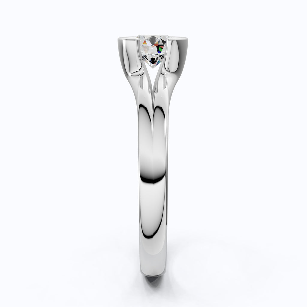 Split Shank Bezel Set Solitaire Engagement Ring in 14k Solid Gold, 0.50 CT CT Round Cut Lab Created Diamond, Wedding GIft for Her