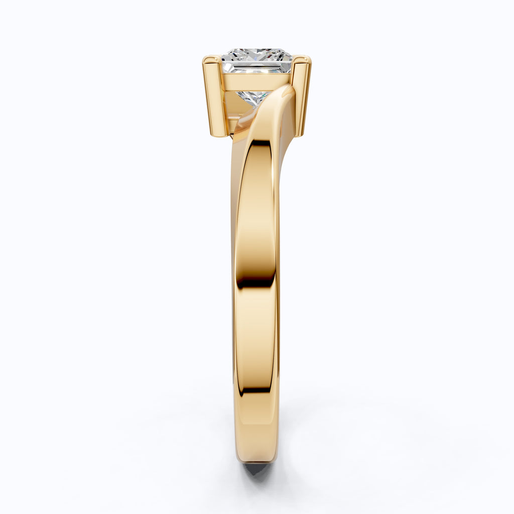 Twisted Band Solitaire Ring in Lab Diamond or Moissanite – Solid Gold or Silver Engagement Ring, Gift for Her, Bridal Jewelry