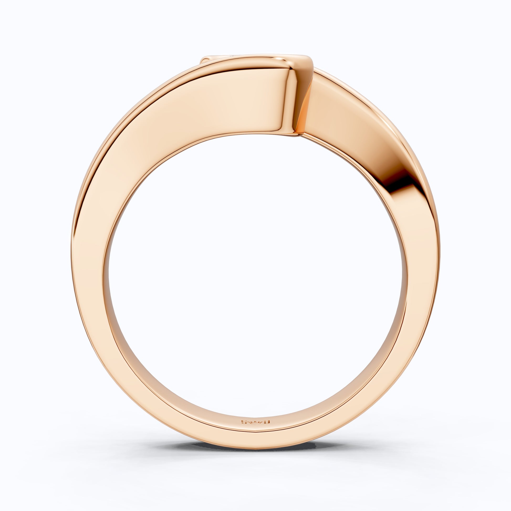 Swirl Bypass Solitaire Semi-Bezel Engagement Ring in 18K Rose Gold, 0.50 CT Round Cut Lab Grown Diamond, Promise Ring For Her