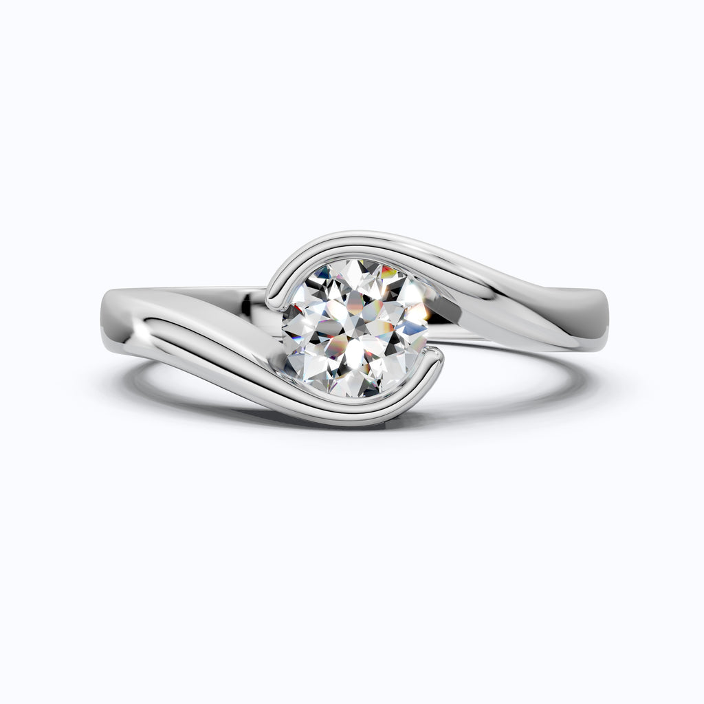 Bypass Shank Solitaire Wedding Ring, Minimalist Ring for Her, Handmade Jewelry