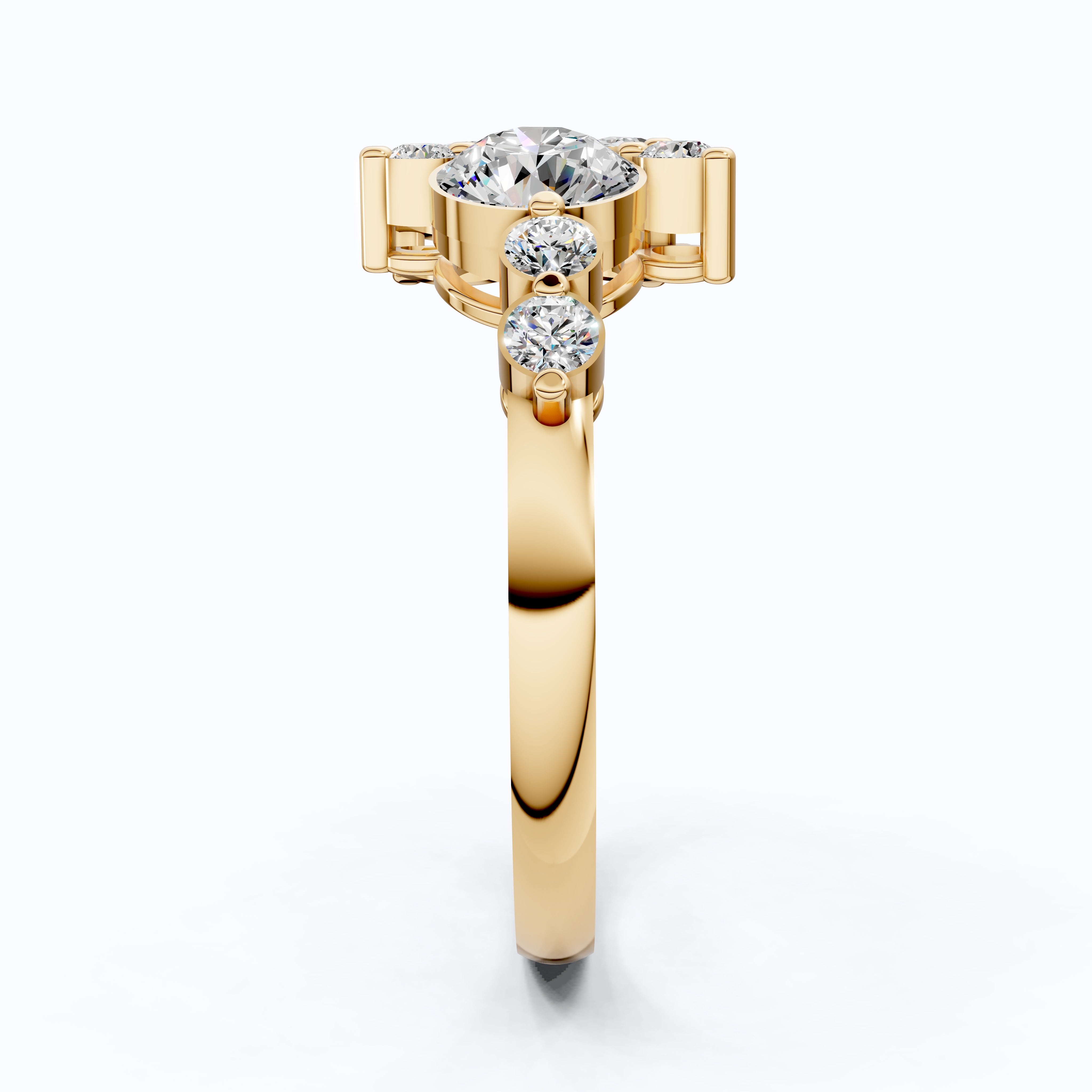 Unique Flower Cluster Ring in 14K Solid Gold, 0.75 TCW Round Cut Lab Created Diamonds, Engagement Ring, Bridal Jewelry
