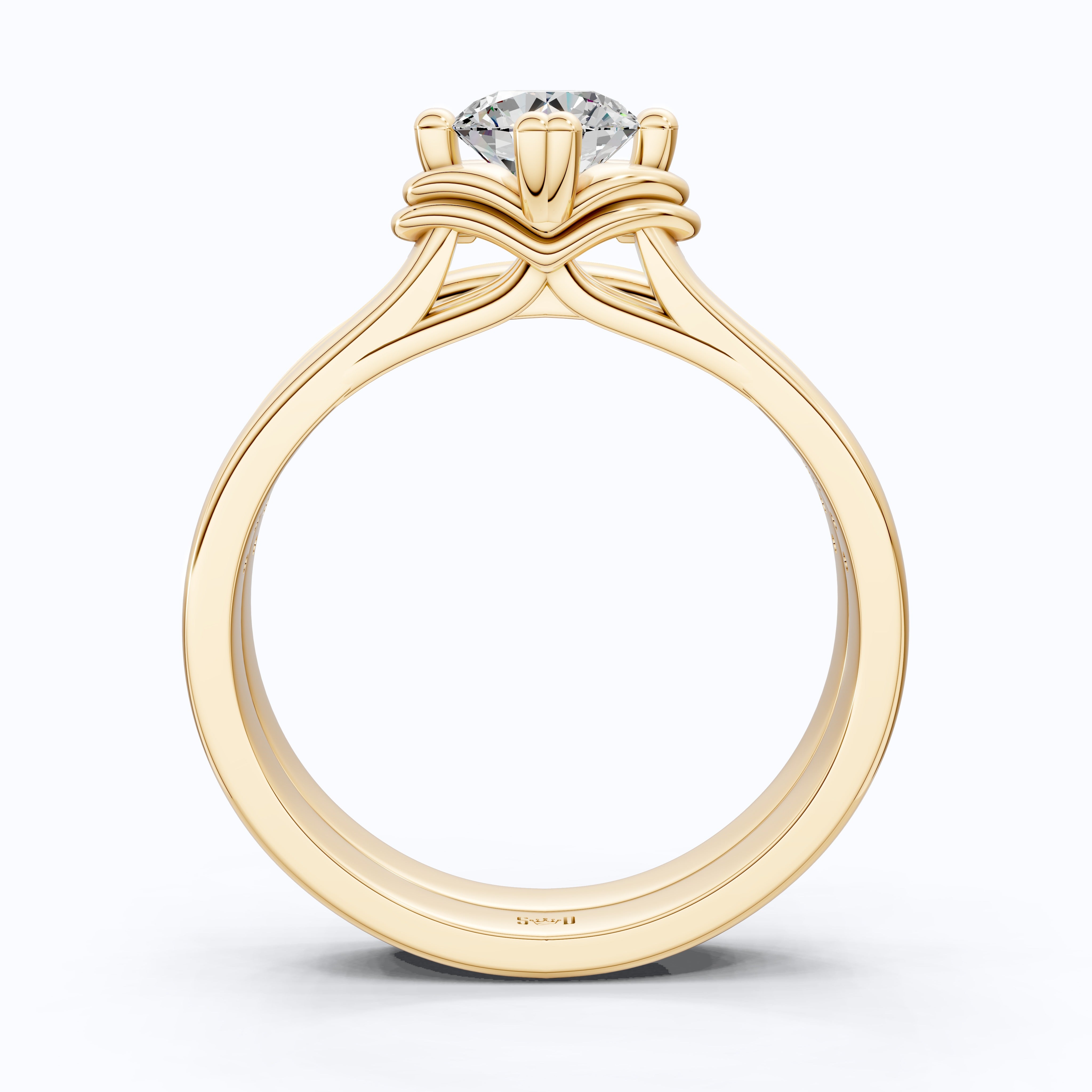 Vintage Solitaire Pave Engagement Bridal Ring Set in 14K Solid Gold, 0.50 CT Round Cut Lab Created Diamonds, Anniversary Gift for Her, Diamond Bridal Set