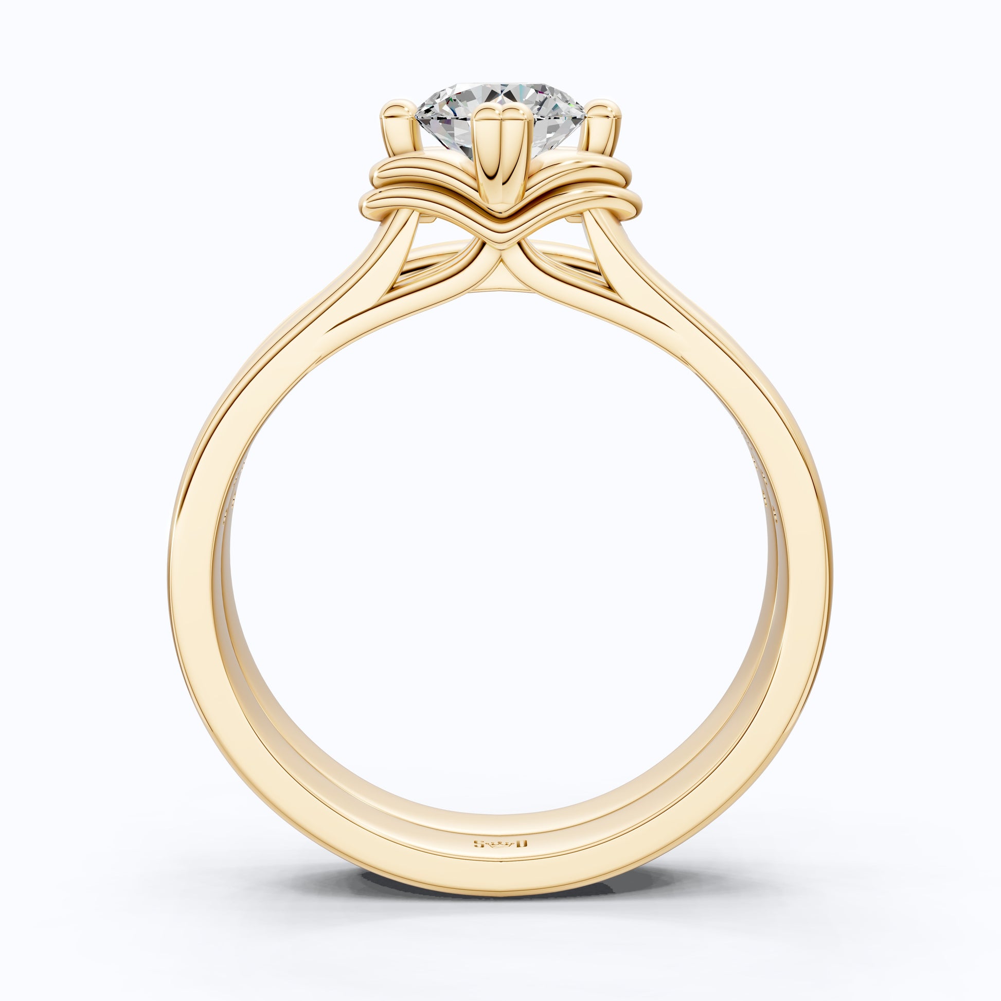 Vintage Solitaire Pave Engagement Bridal Ring Set in 14K Solid Gold, 0.50 CT Round Cut Lab Created Diamonds, Anniversary Gift for Her, Diamond Bridal Set