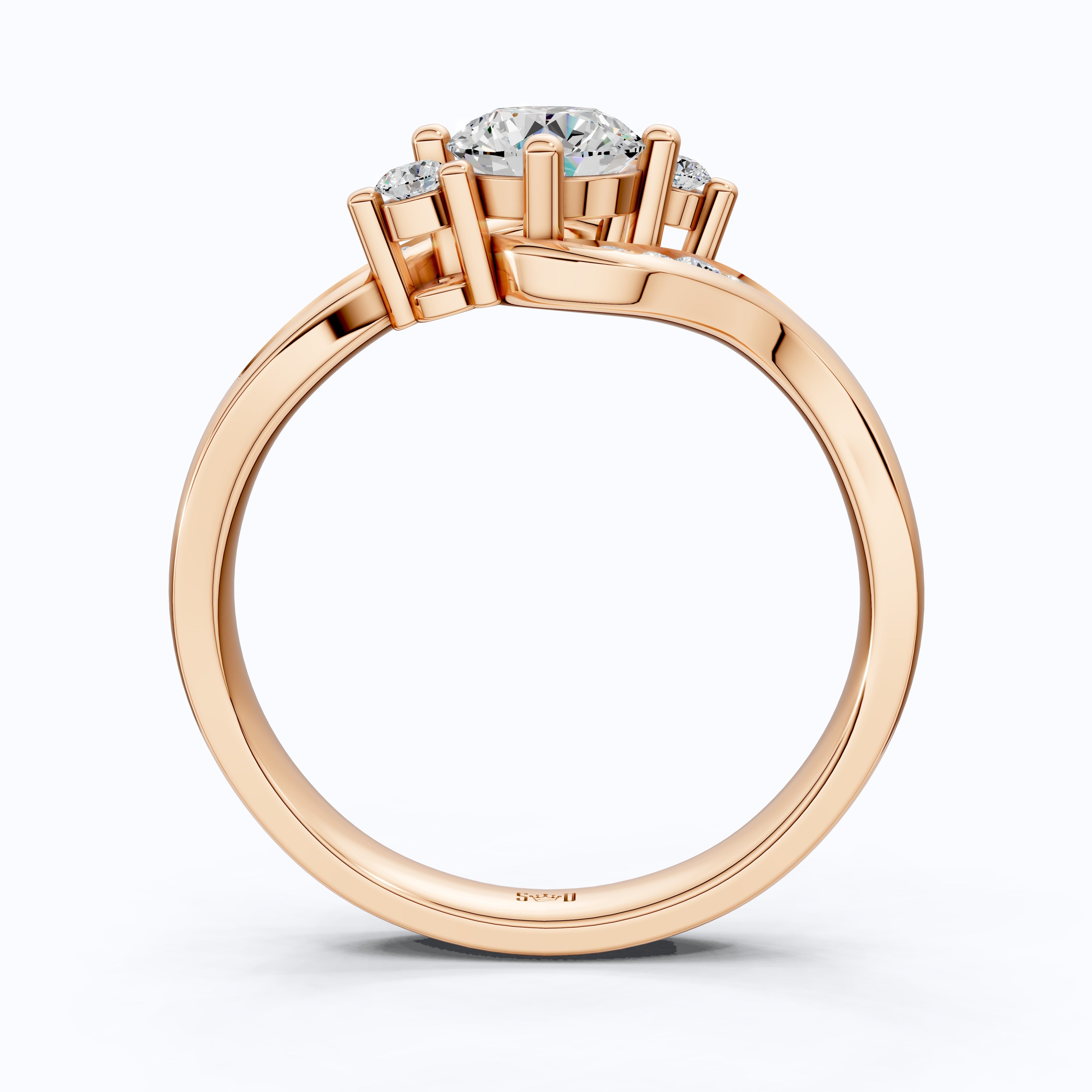 Bypass Round Cut Pave Engagement Ring in 10k Solid Gold, 0.67 TCW Round Cut Lab Diamonds, Anniversary Gift for Wife, Everyday Jewelry