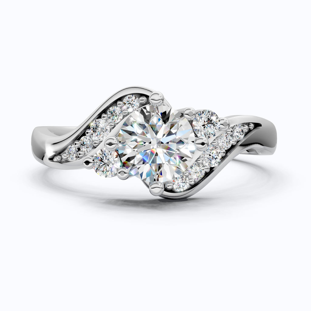Bypass Round Cut Pave Engagement Ring in 10k Solid Gold, 0.67 TCW Round Cut Lab Diamonds, Anniversary Gift for Wife, Everyday Jewelry