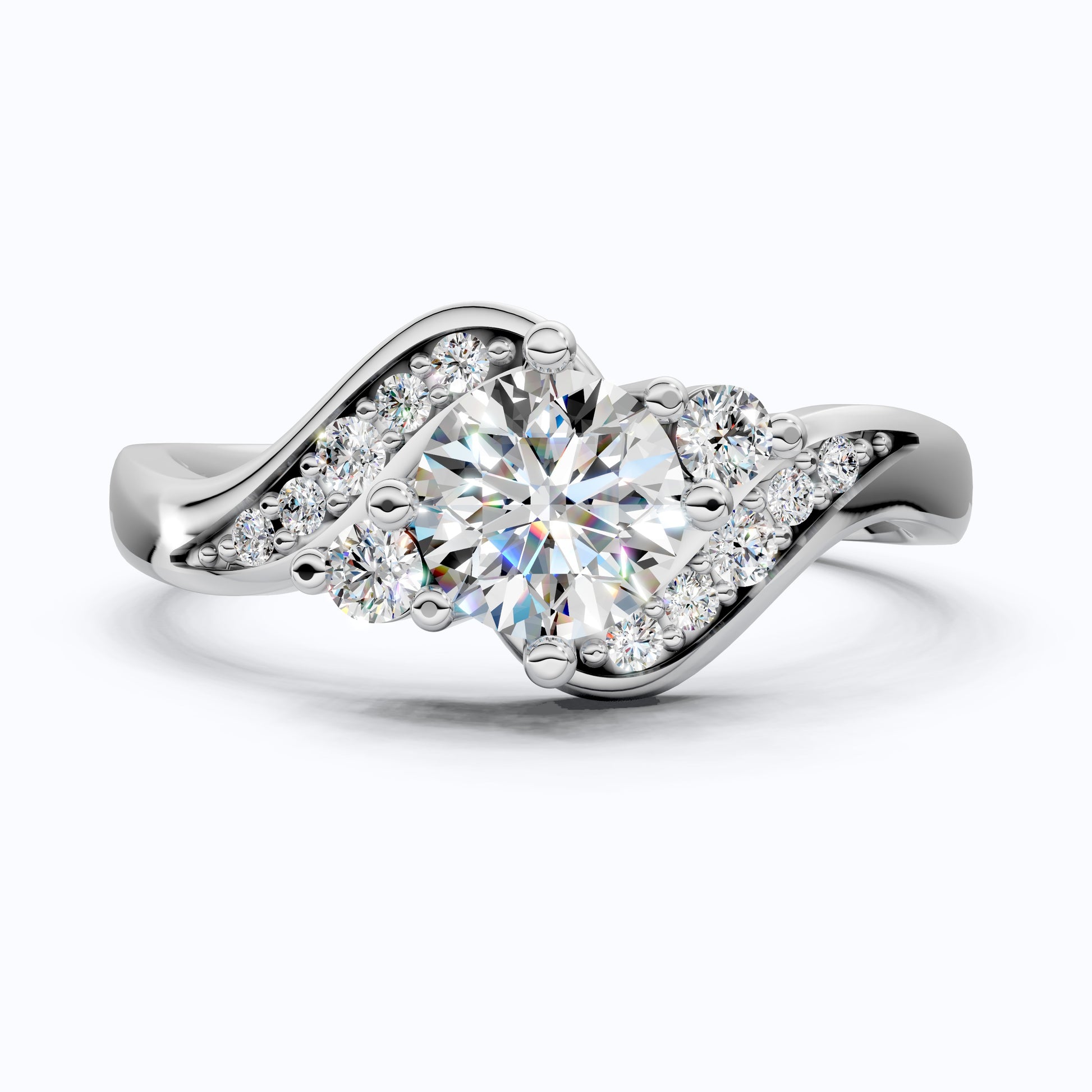 Bypass Round Cut Pave Engagement Ring in 10k Solid Gold, 0.67 TCW Round Cut Lab Diamonds, Anniversary Gift for Wife, Everyday Jewelry