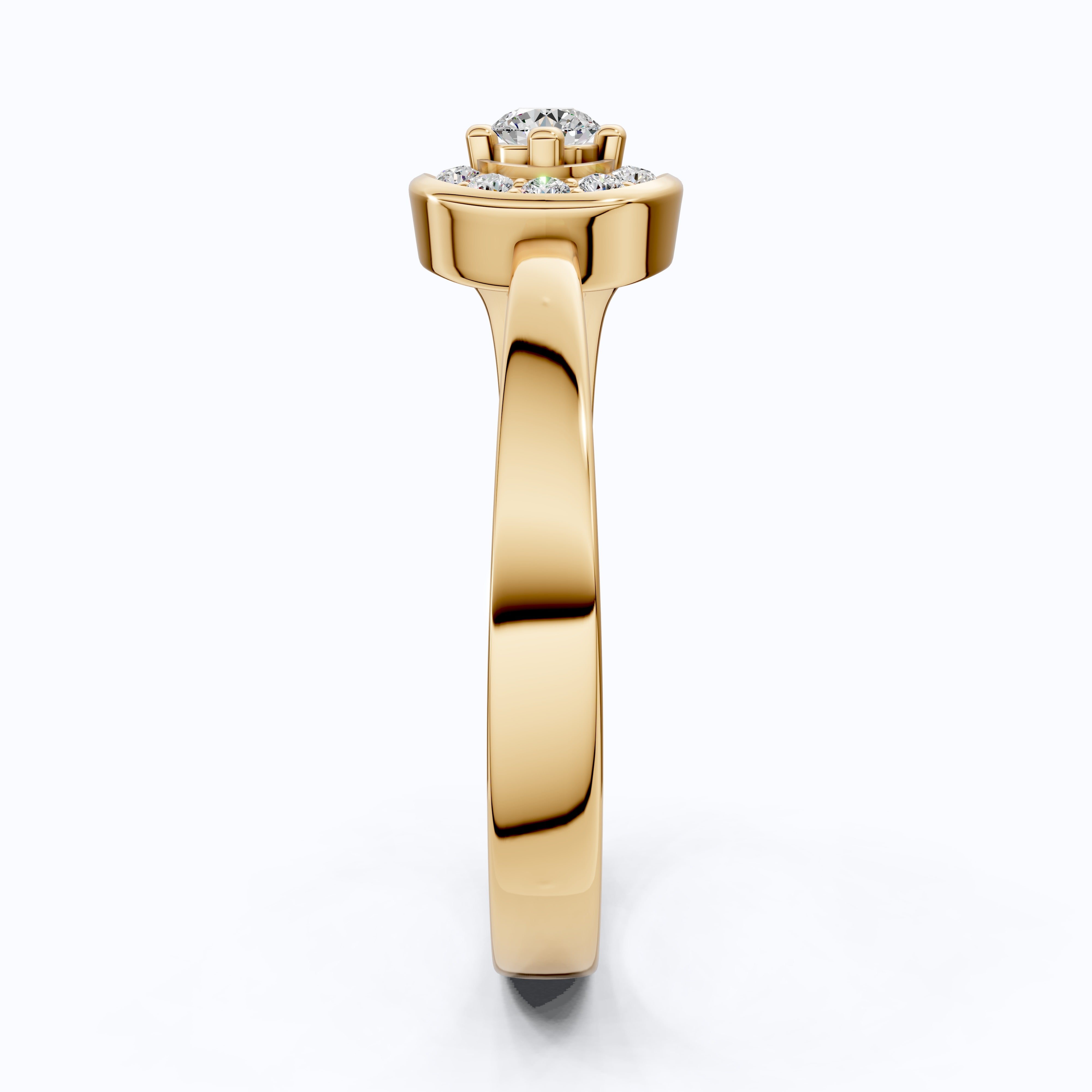 Teardrop Halo Solitaire Wedding Ring in 14k Yellow Gold, Elegant Halo Ring For Women, Anniversary Gift, Everyday Jewelry