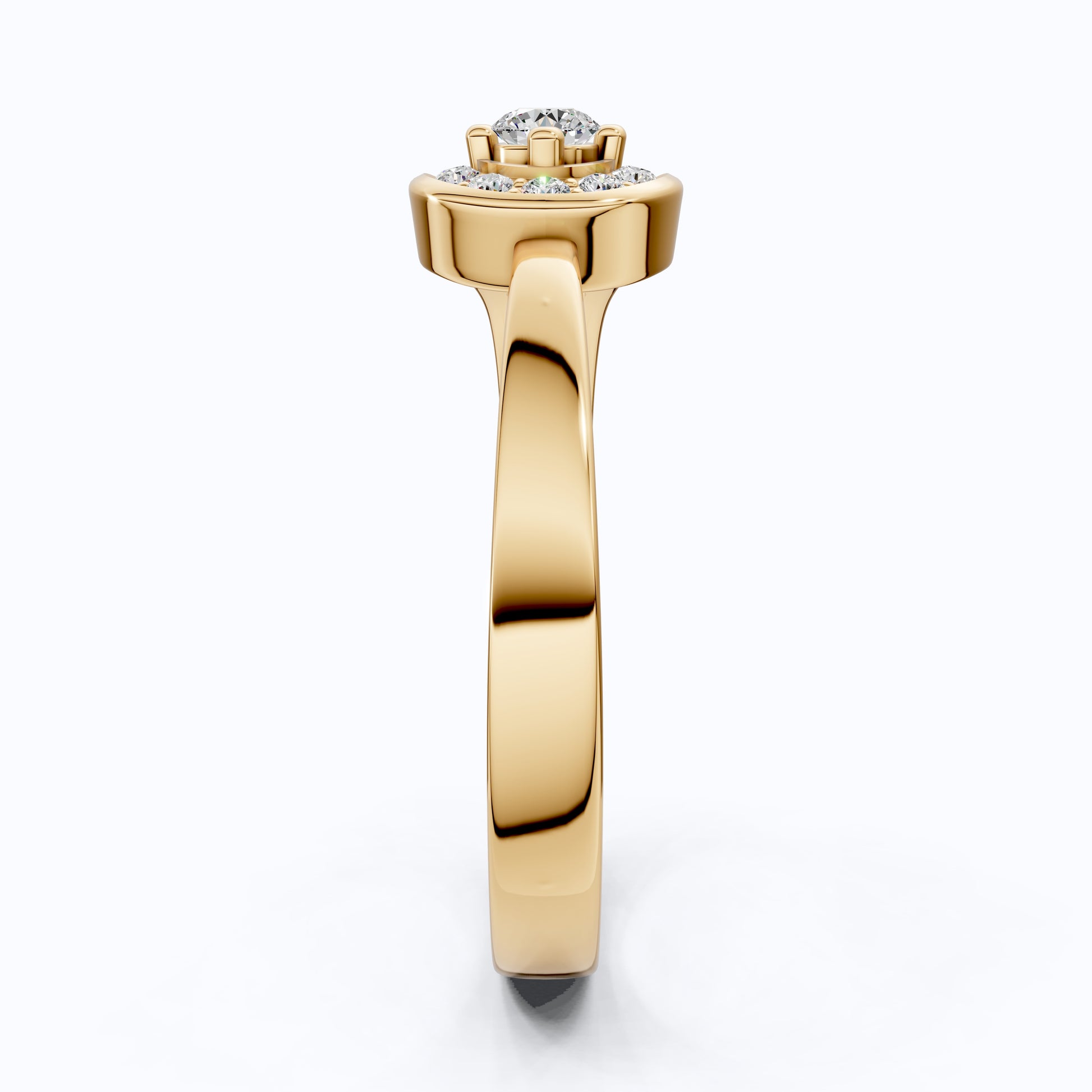 Halo Round Cut Lab Diamond Ring in 14K Yellow Gold, Bridal Jewelry, Gift for Her