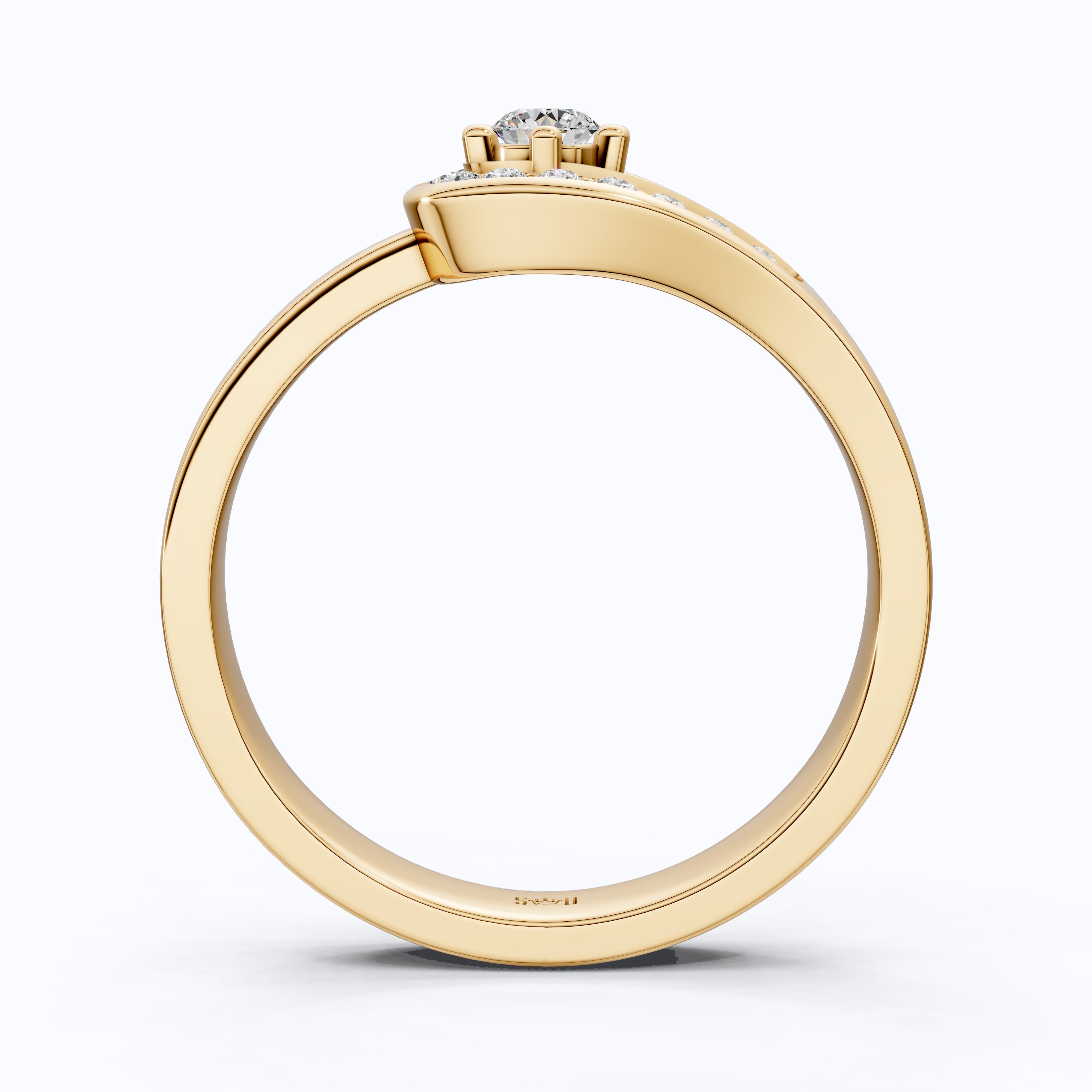 Teardrop Halo Solitaire Wedding Ring in 14k Yellow Gold, Elegant Halo Ring For Women, Anniversary Gift, Everyday Jewelry