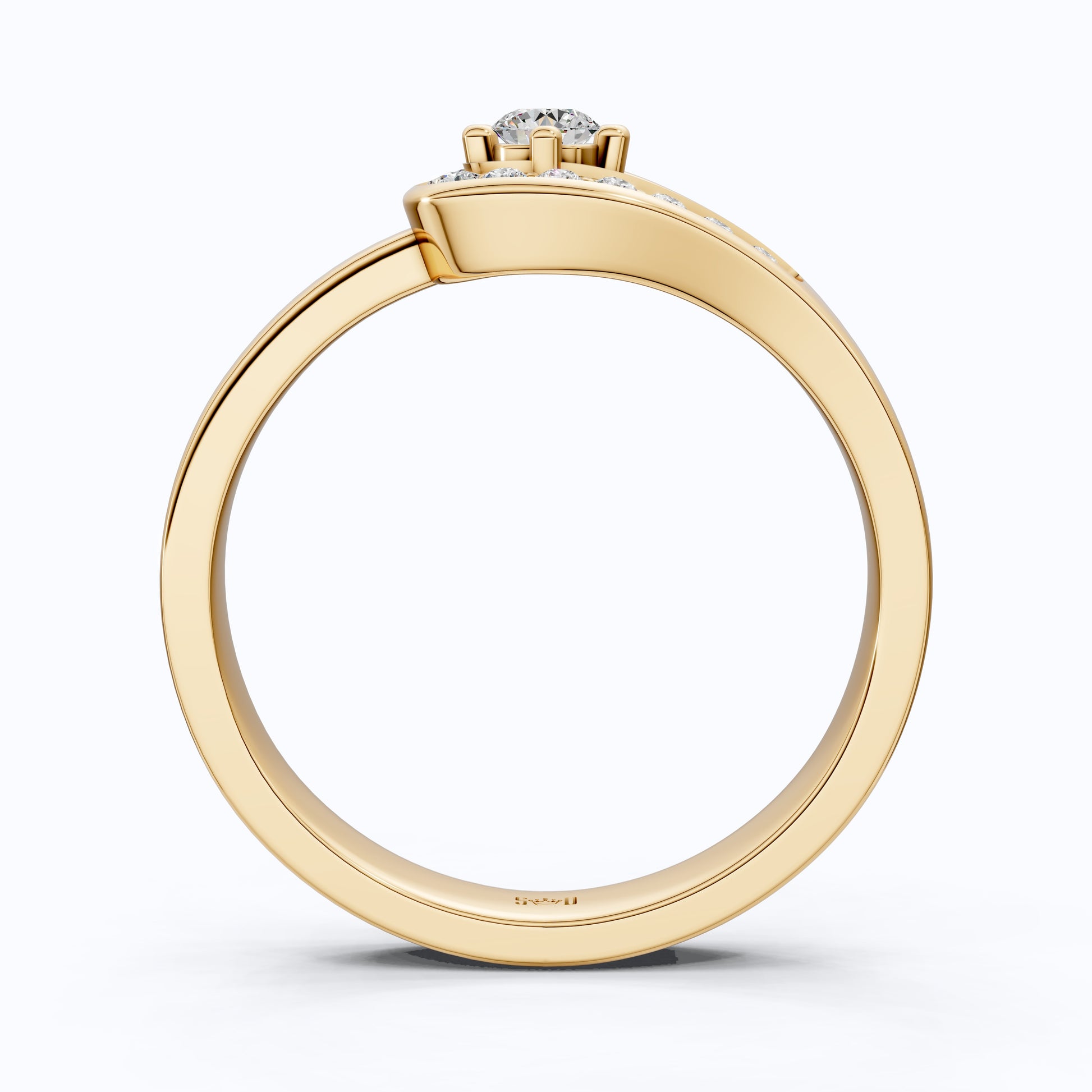 Halo Round Cut Lab Diamond Ring in 14K Yellow Gold, Bridal Jewelry, Gift for Her