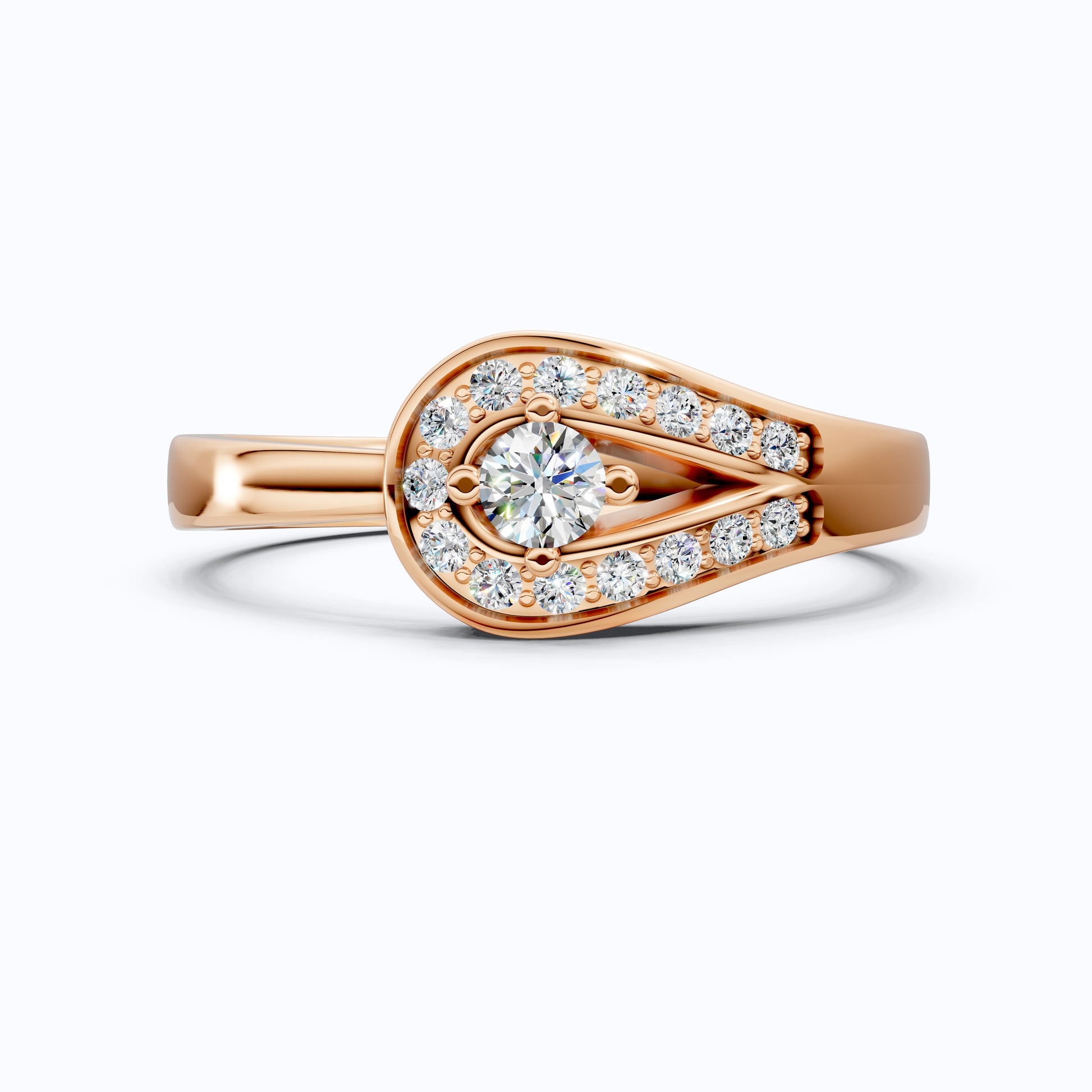Halo Round Cut Lab Diamond Ring in 14K Yellow Gold, Bridal Jewelry, Gift for Her