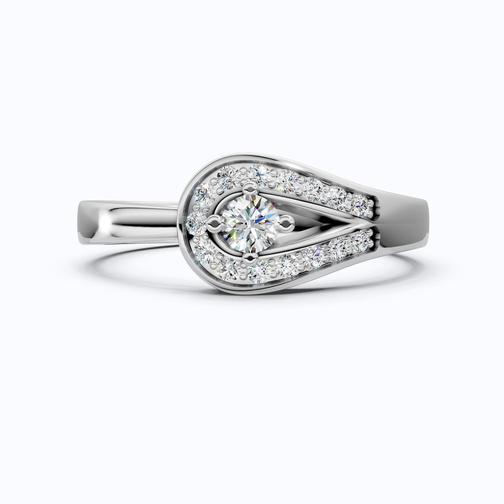 Teardrop Halo Solitaire Wedding Ring in 14k Yellow Gold, Elegant Halo Ring For Women, Anniversary Gift, Everyday Jewelry