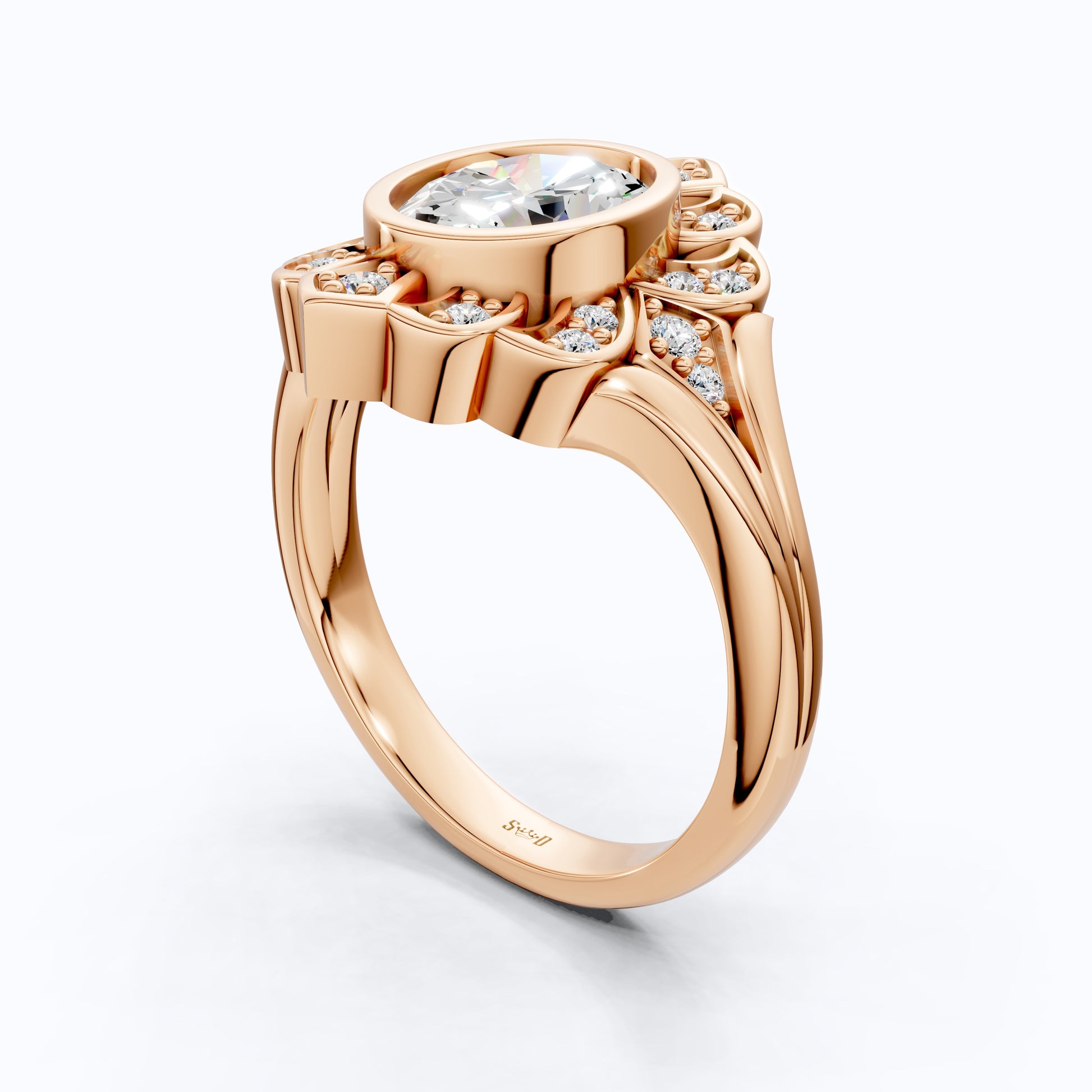 Vintage Floral Halo Wedding Ring in Lab Grown Diamond – Solid 9k/14k Gold or Sterling Silver Engagement Ring Bridal Jewelry Gift for Wife, Handmade Jewelry