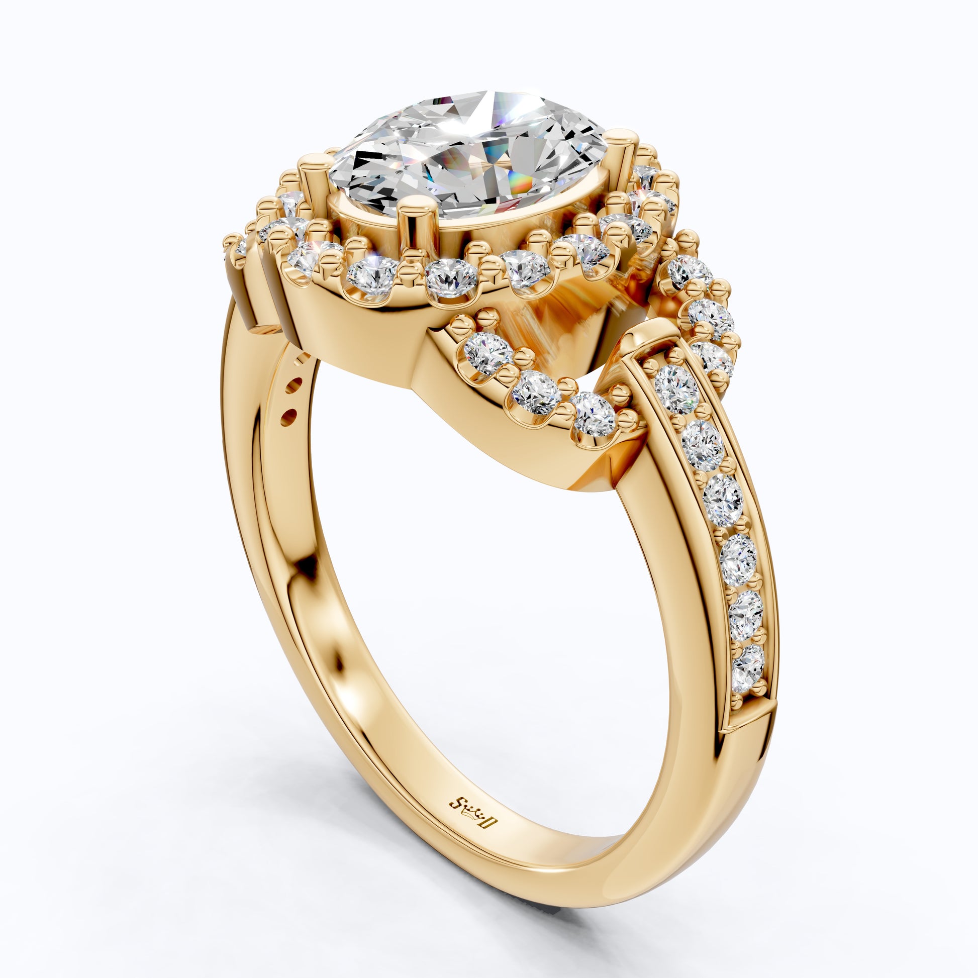 Elegant Oval Double Halo Pave Engagement Ring in 14k Solid Gold, 1.25 CT Oval Cut Lab Created Diamonds, Anniversary Gift