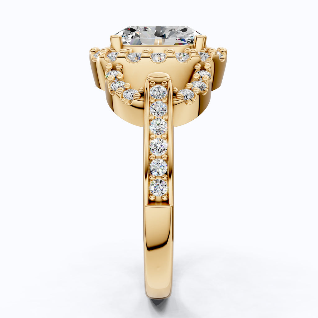 Elegant Oval Double Halo Pave Engagement Ring in 14k Solid Gold, 1.25 CT Oval Cut Lab Created Diamonds, Anniversary Gift
