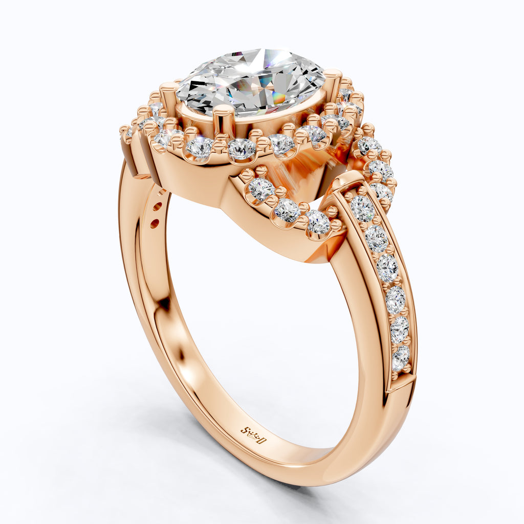 Elegant Oval Double Halo Pave Engagement Ring in 14k Solid Gold, 1.25 CT Oval Cut Lab Created Diamonds, Anniversary Gift