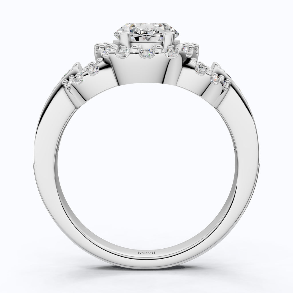 Elegant Oval Double Halo Pave Engagement Ring in 14k Solid Gold, 1.25 CT Oval Cut Lab Created Diamonds, Anniversary Gift