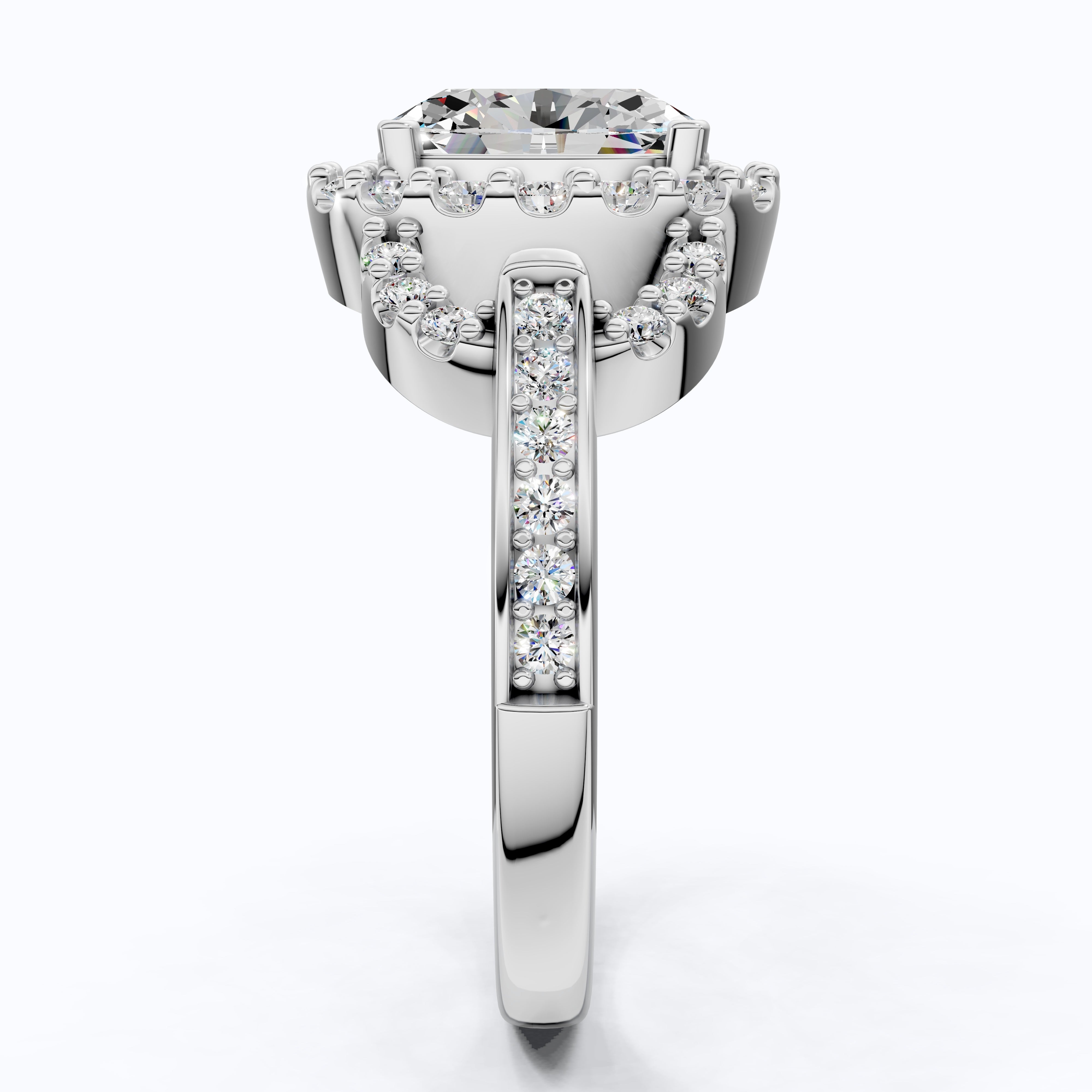 Elegant Oval Double Halo Pave Engagement Ring in 14k Solid Gold, 1.25 CT Oval Cut Lab Created Diamonds, Anniversary Gift