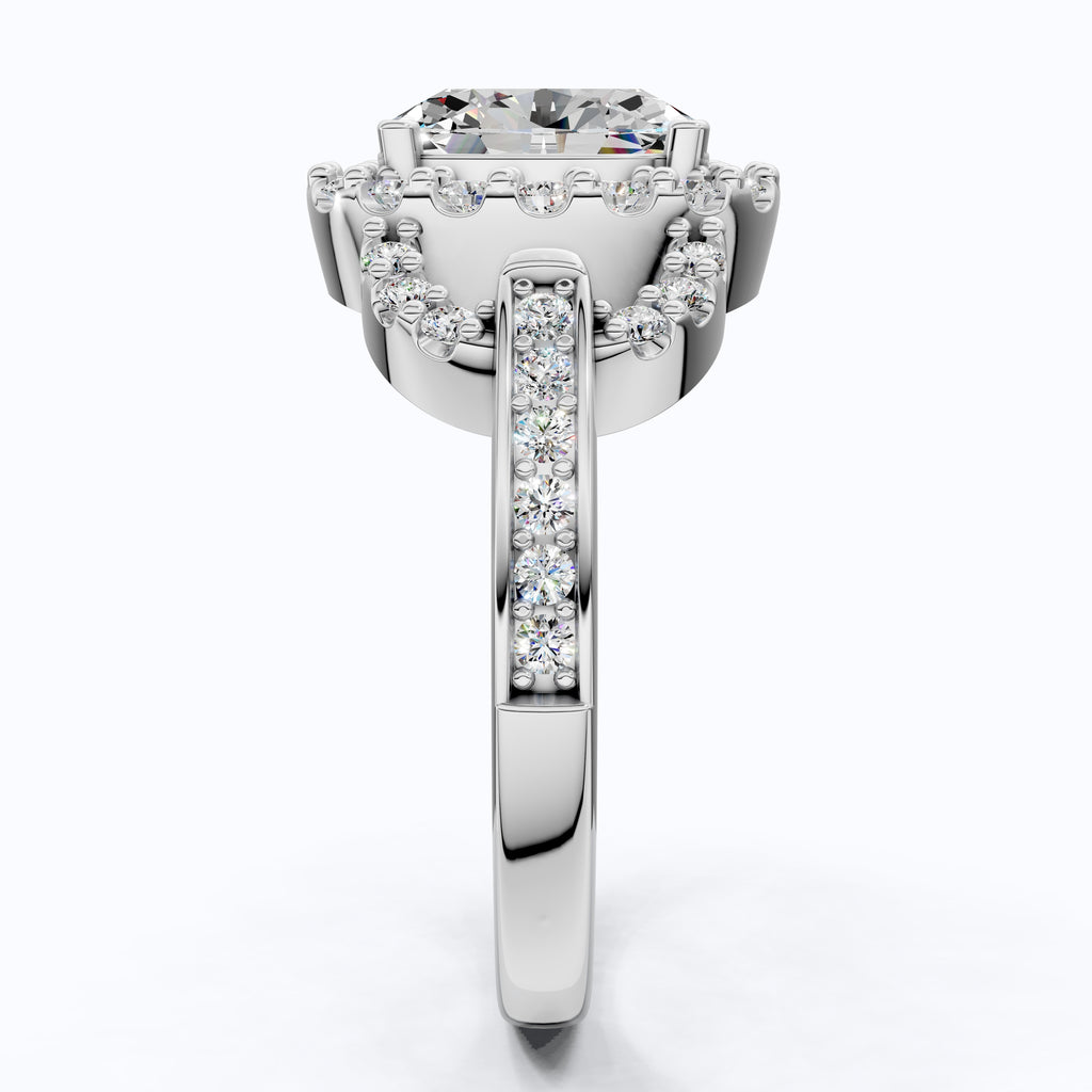 Elegant Oval Double Halo Pave Engagement Ring in 14k Solid Gold, 1.25 CT Oval Cut Lab Created Diamonds, Anniversary Gift