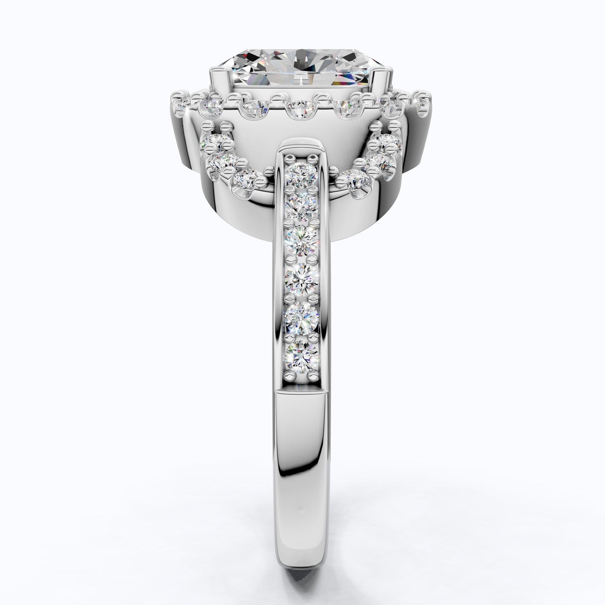 Elegant Oval Double Halo Pave Engagement Ring in 14k Solid Gold, 1.25 CT Oval Cut Lab Created Diamonds, Anniversary Gift