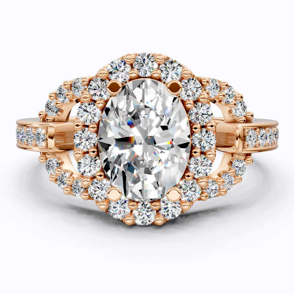 Elegant Oval Double Halo Pave Engagement Ring in 14k Solid Gold, 1.25 CT Oval Cut Lab Created Diamonds, Anniversary Gift