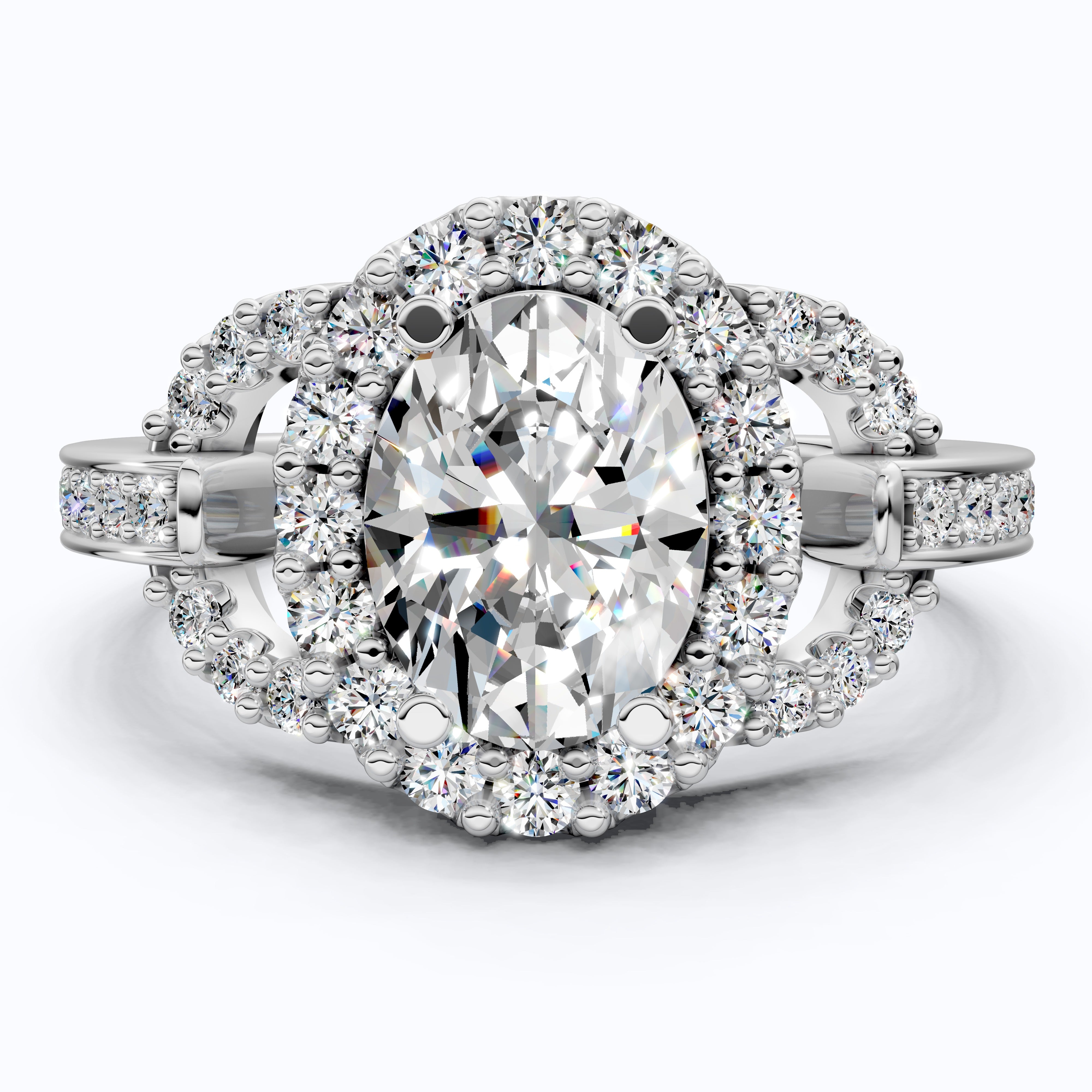 Elegant Oval Double Halo Pave Engagement Ring in 14k Solid Gold, 1.25 CT Oval Cut Lab Created Diamonds, Anniversary Gift