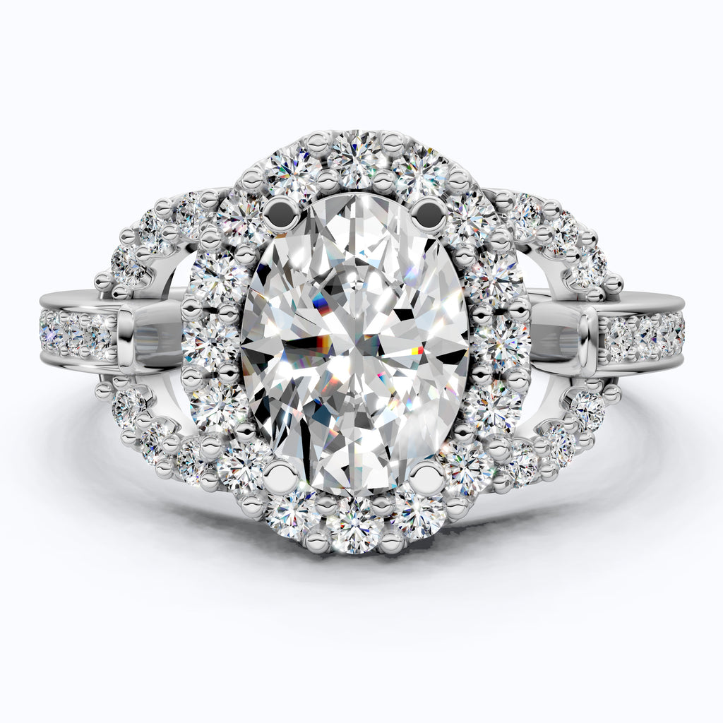 Elegant Oval Double Halo Pave Engagement Ring in 14k Solid Gold, 1.25 CT Oval Cut Lab Created Diamonds, Anniversary Gift