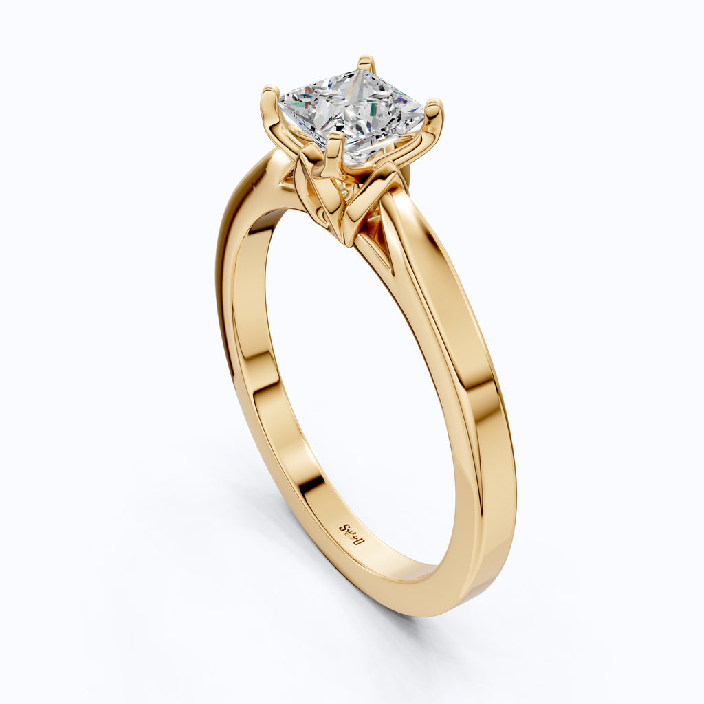0.50 CT Princess Cut Lab Grown Diamond Solitaire Engagement Ring in 14K Yellow Gold, Anniversary Gift, Ring For Women, Handmade Jewelry, Everyday Jewelry