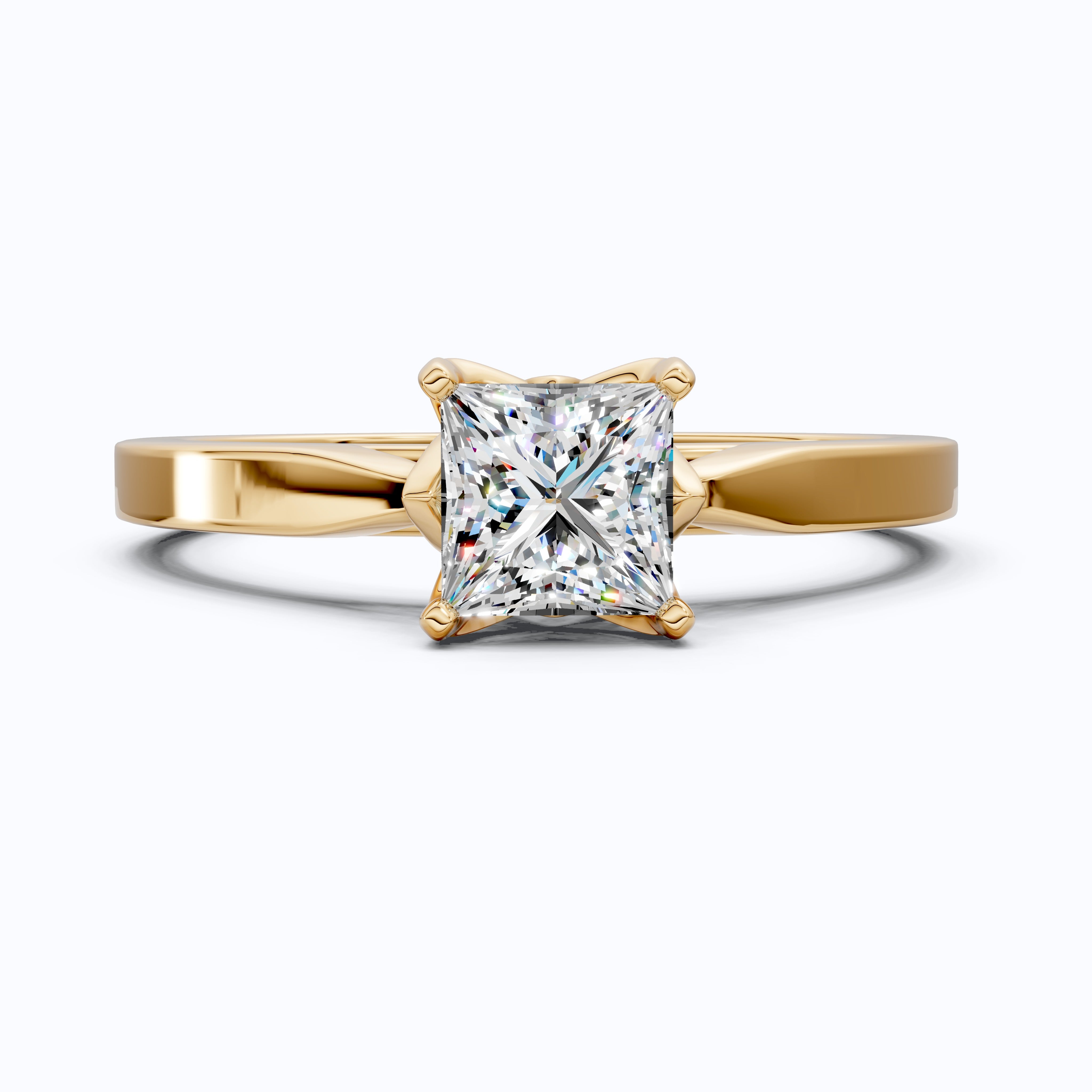 0.50 CT Princess Cut Lab Grown Diamond Solitaire Engagement Ring in 14K Yellow Gold, Anniversary Gift, Ring For Women, Handmade Jewelry, Everyday Jewelry